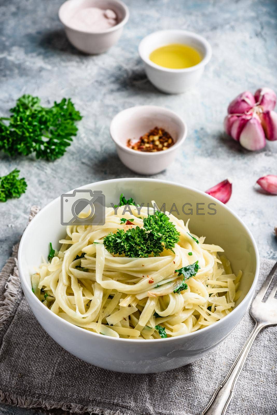 Royalty free image of Easy pasta with olive oil and garlic by Seva_blsv