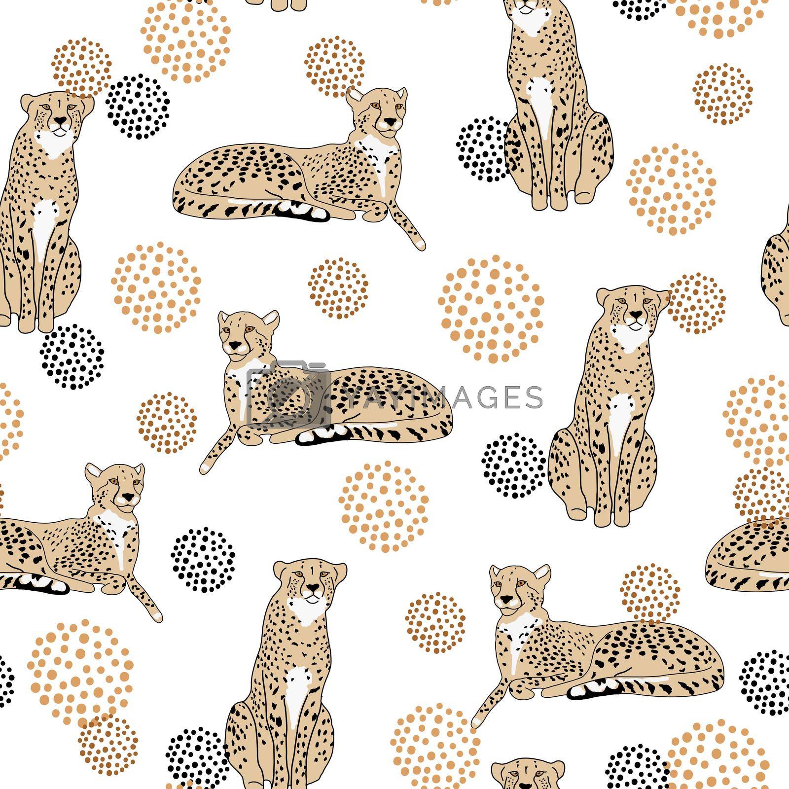 Royalty free image of Seamless background cheetah and abstract circle shapes by elinnet