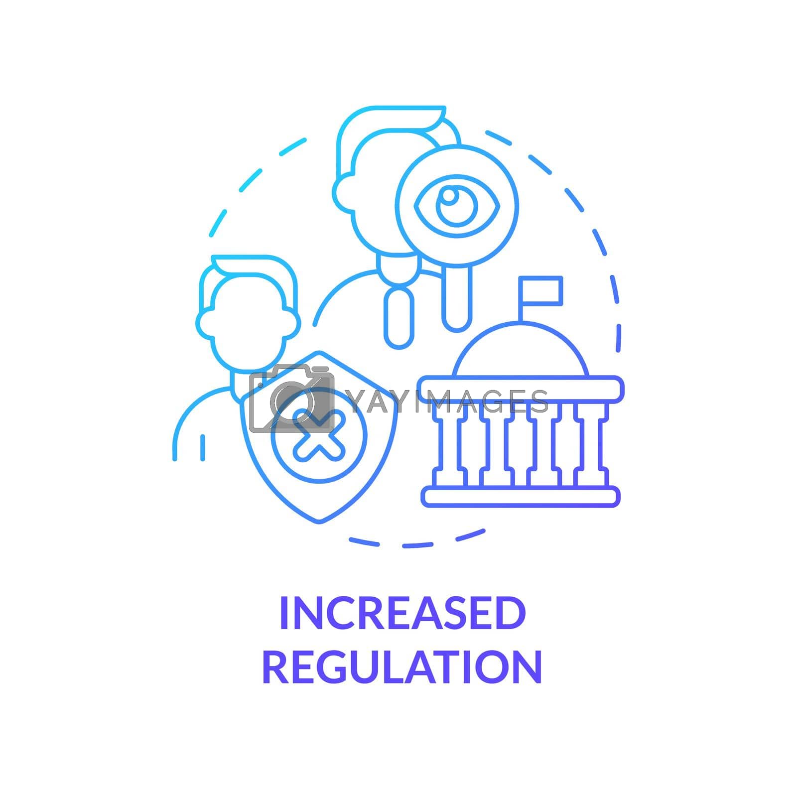 Increased regulation blue gradient concept icon. Crypto issue in future abstract idea thin line illustration. Investors and market protection. Isolated outline drawing. Myriad Pro-Bold font used