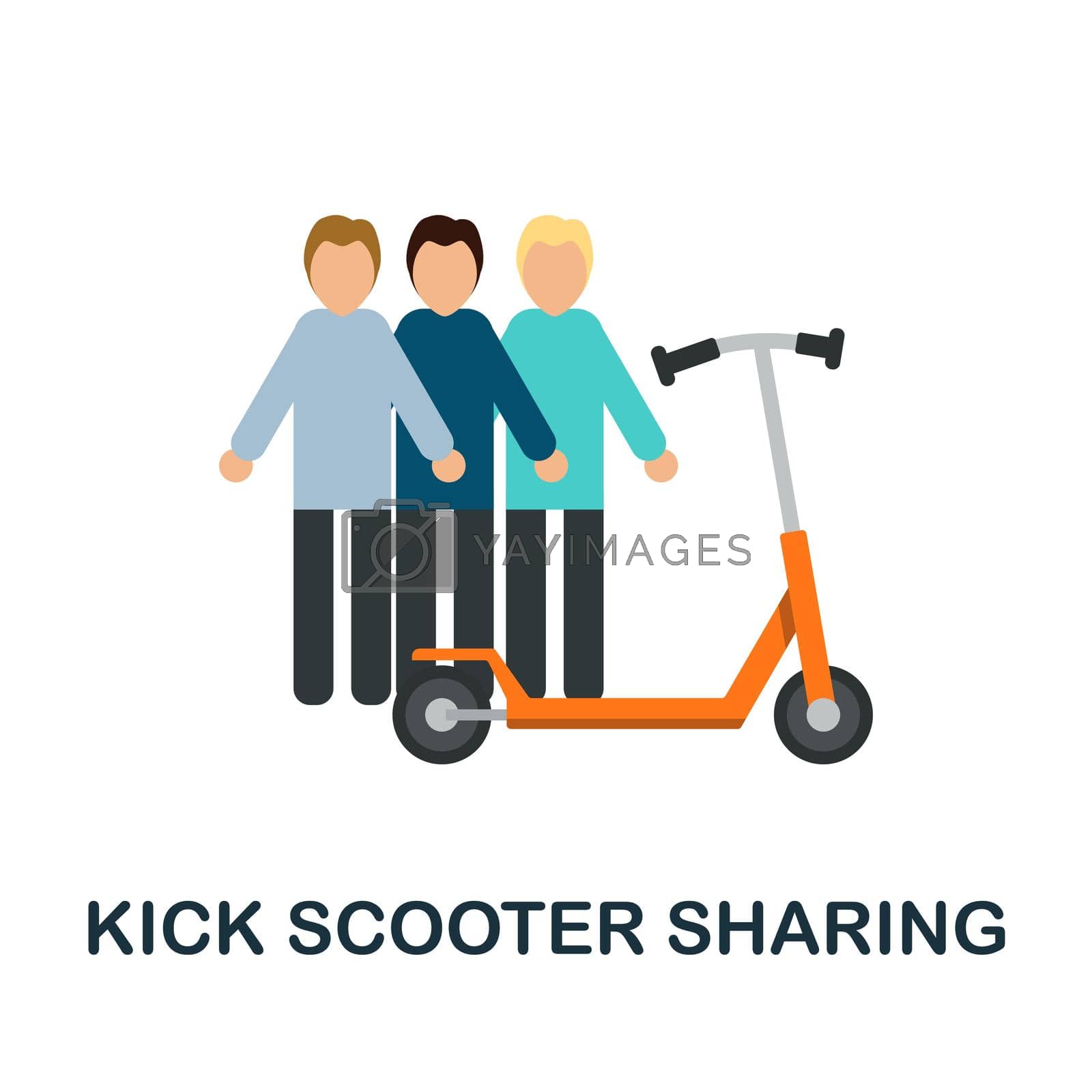 Kick Scooter Sharing flat icon. Simple colors elements from public transport collection. Flat Kick Scooter Sharing icon for graphics, wed design and more.