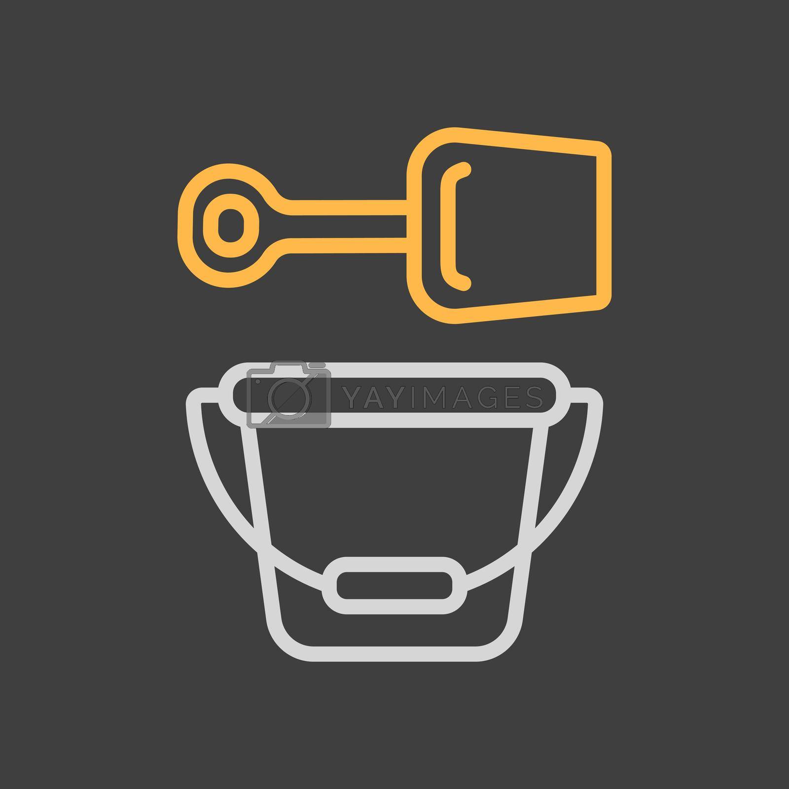 Child pail and shovel vector icon. Graph symbol for children and newborn babies web site and apps design, logo, app, UI