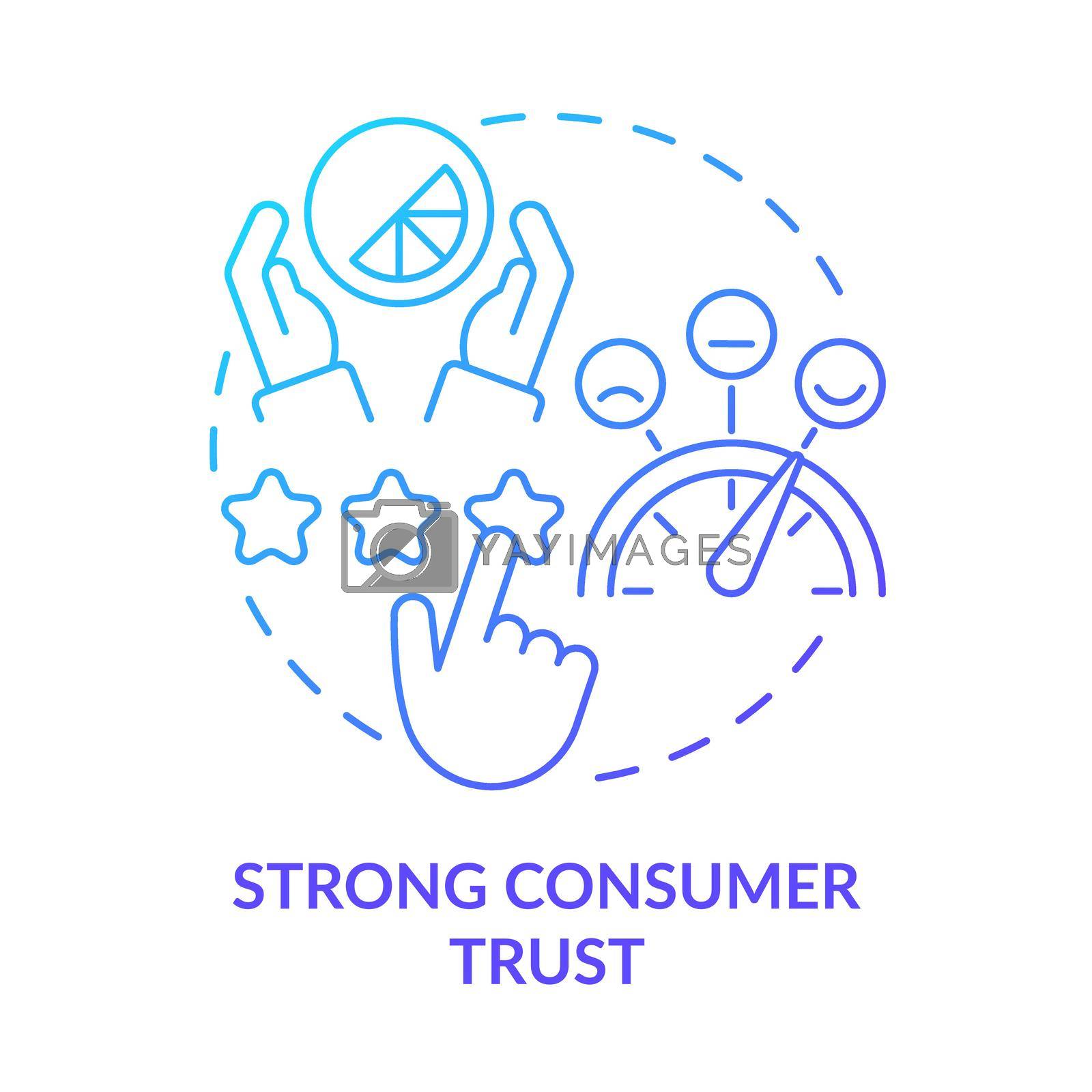 Strong consumer trust blue gradient concept icon. High website rating. Good design importance abstract idea thin line illustration. Isolated outline drawing. Myriad Pro-Bold font used
