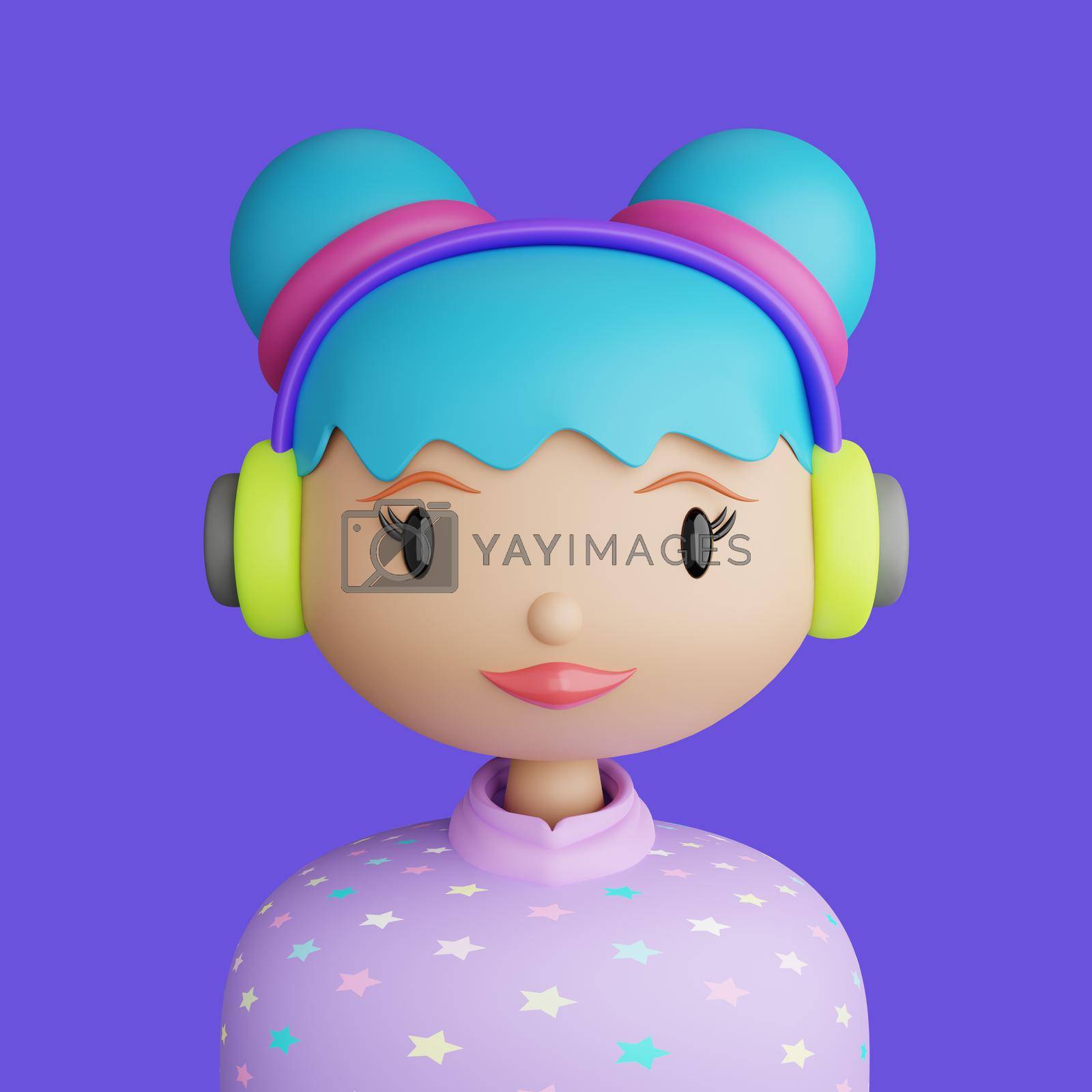 Royalty free image of 3D cartoon avatar of smiling young caucasian woman. by balasoiu