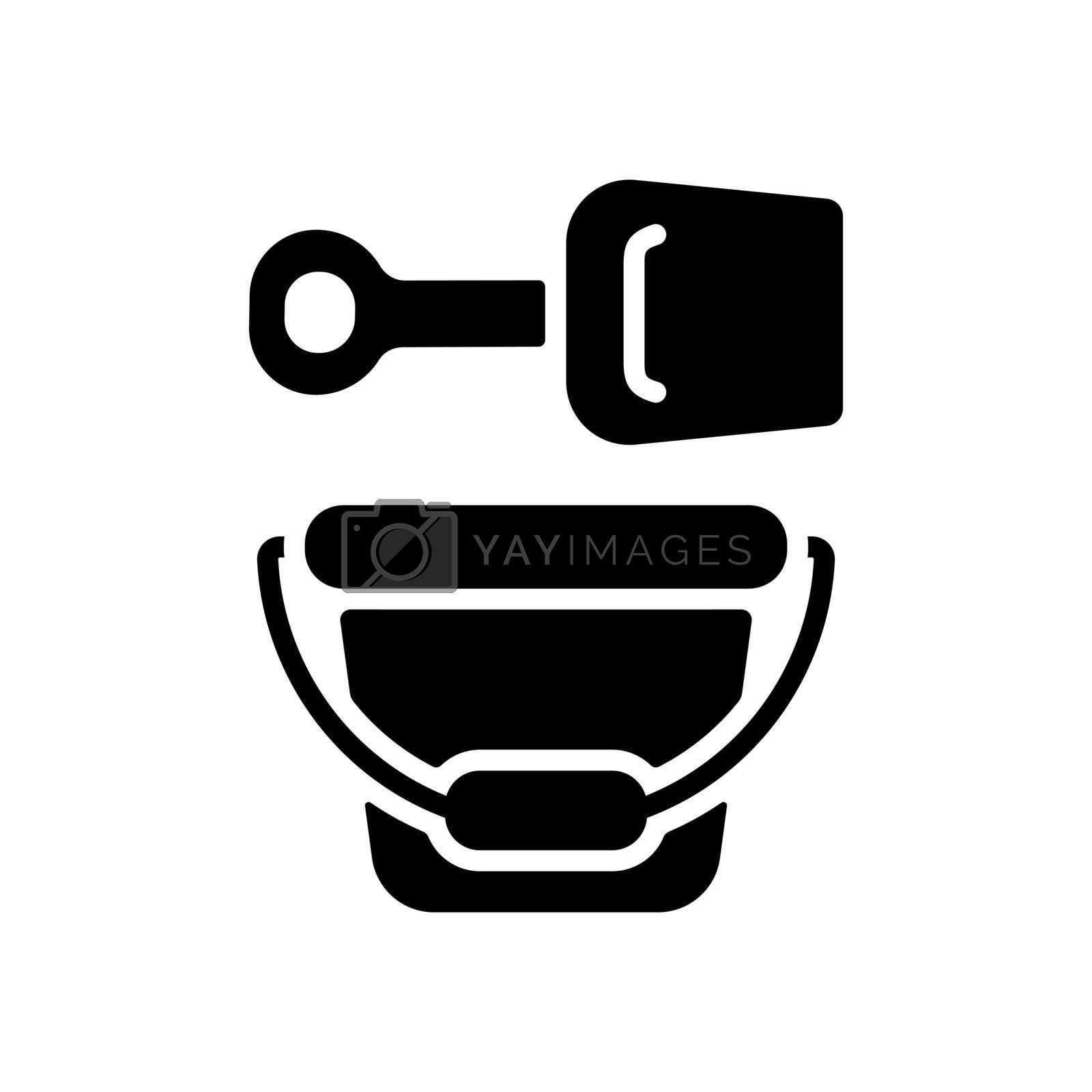 Child pail and shovel vector glyph icon. Graph symbol for children and newborn babies web site and apps design, logo, app, UI