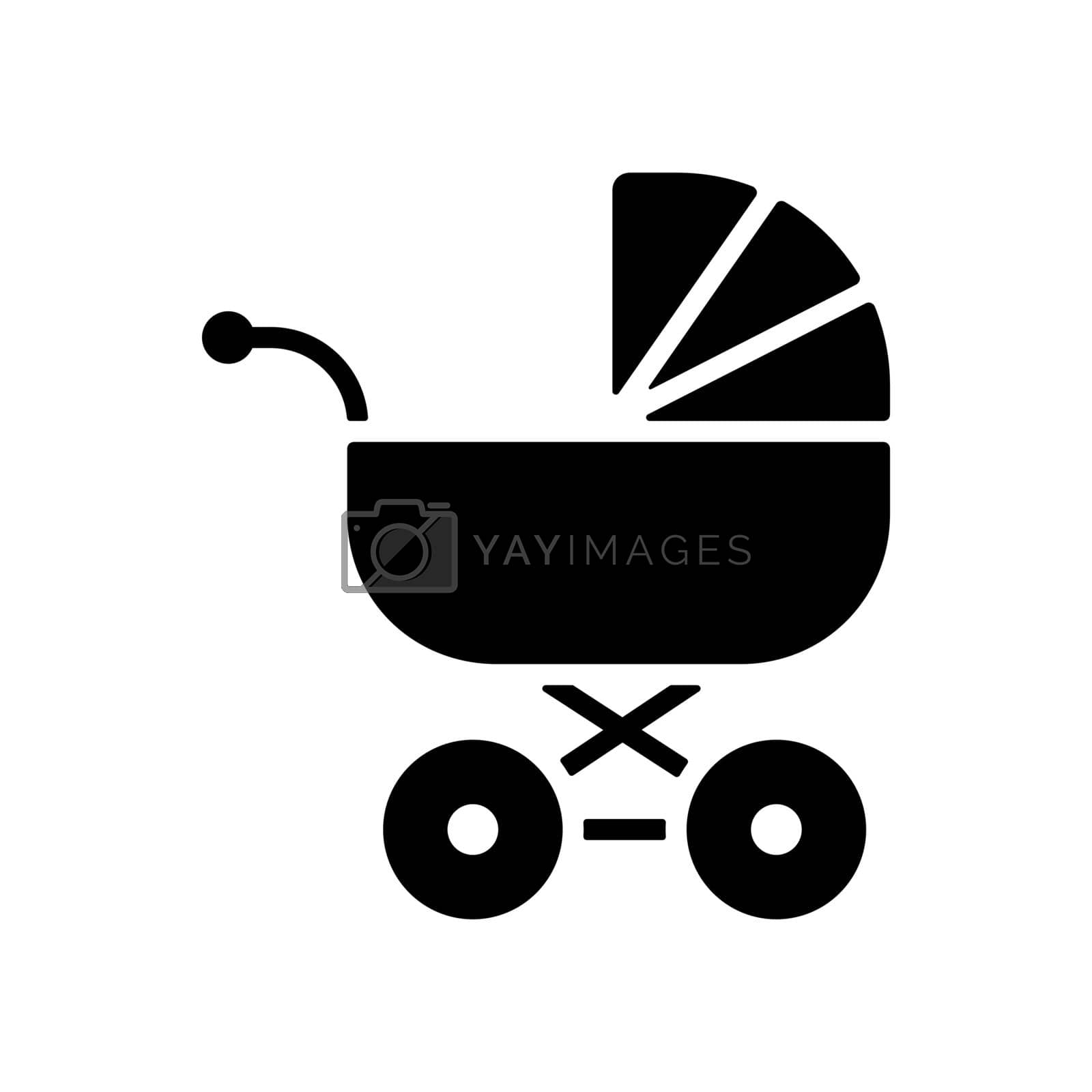 Stroller baby, carriage vector glyph icon. Graph symbol for children and newborn babies web site and apps design, logo, app, UI