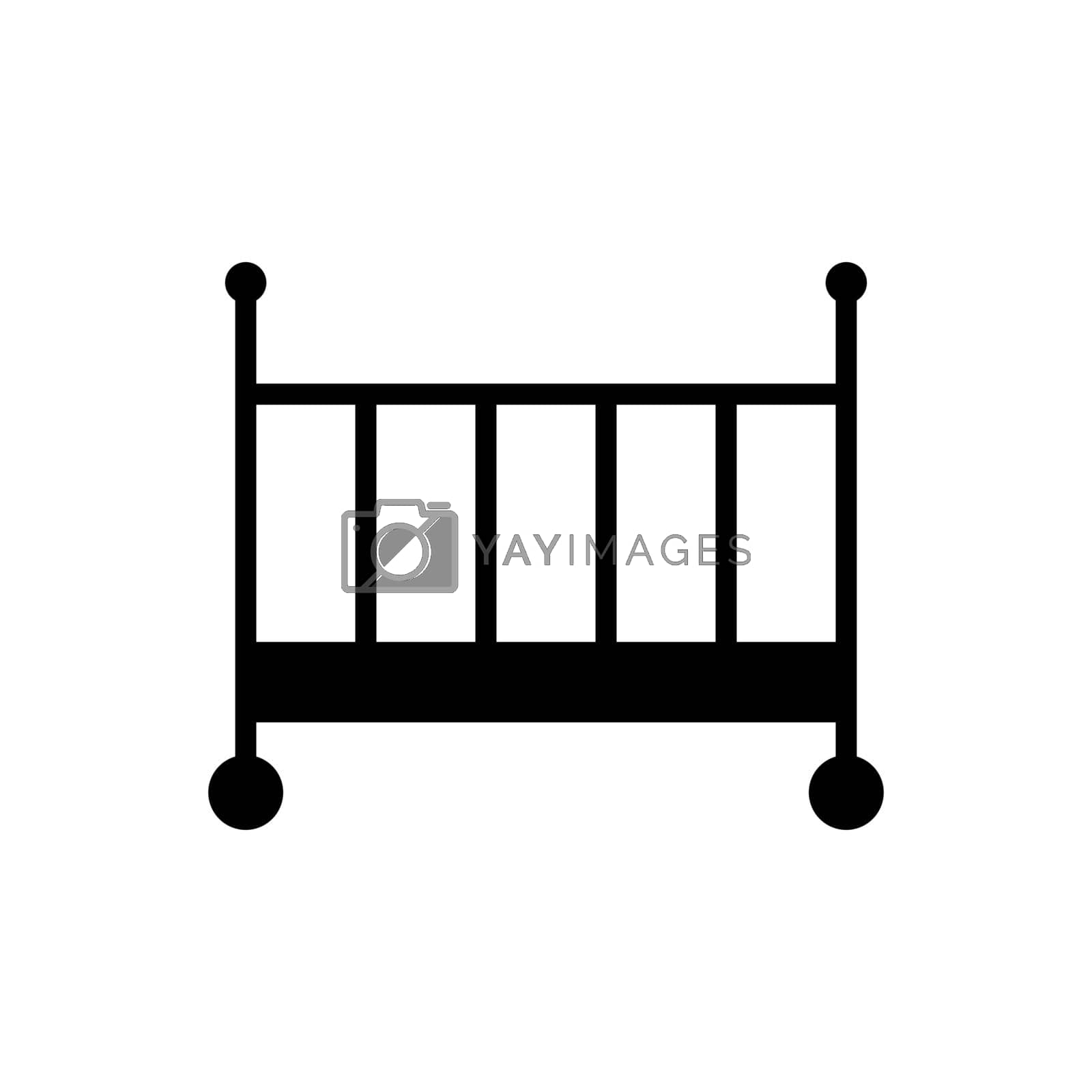 Classic wooden baby crib vector glyph icon. Graph symbol for children and newborn babies web site and apps design, logo, app, UI