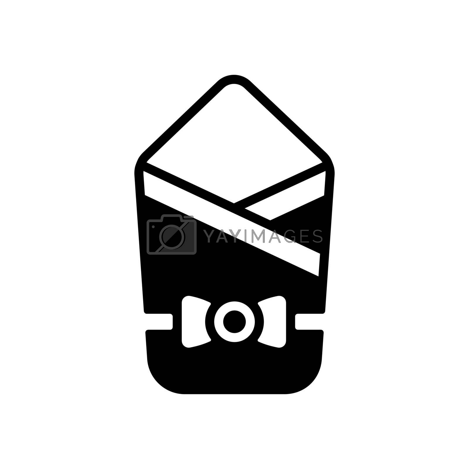 Baby sleeping bag vector glyph icon. Envelope for newborn. Graph symbol for children and newborn babies web site and apps design, logo, app, UI