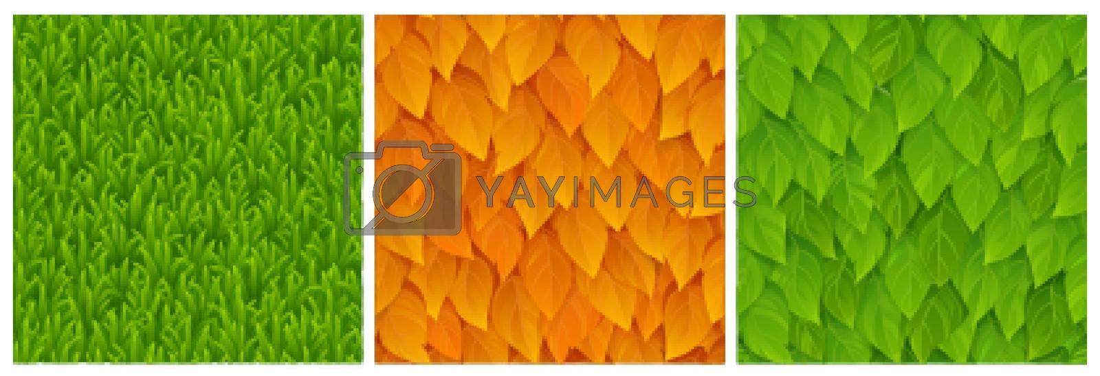 Royalty free image of Textures of grass, green and orange tree leaves by vectorart