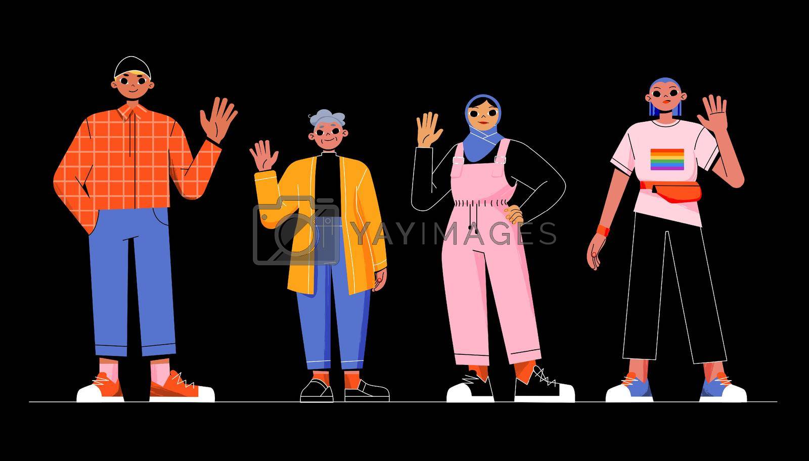 Royalty free image of Diverse people hello and welcome gesture, greeting by vectorart