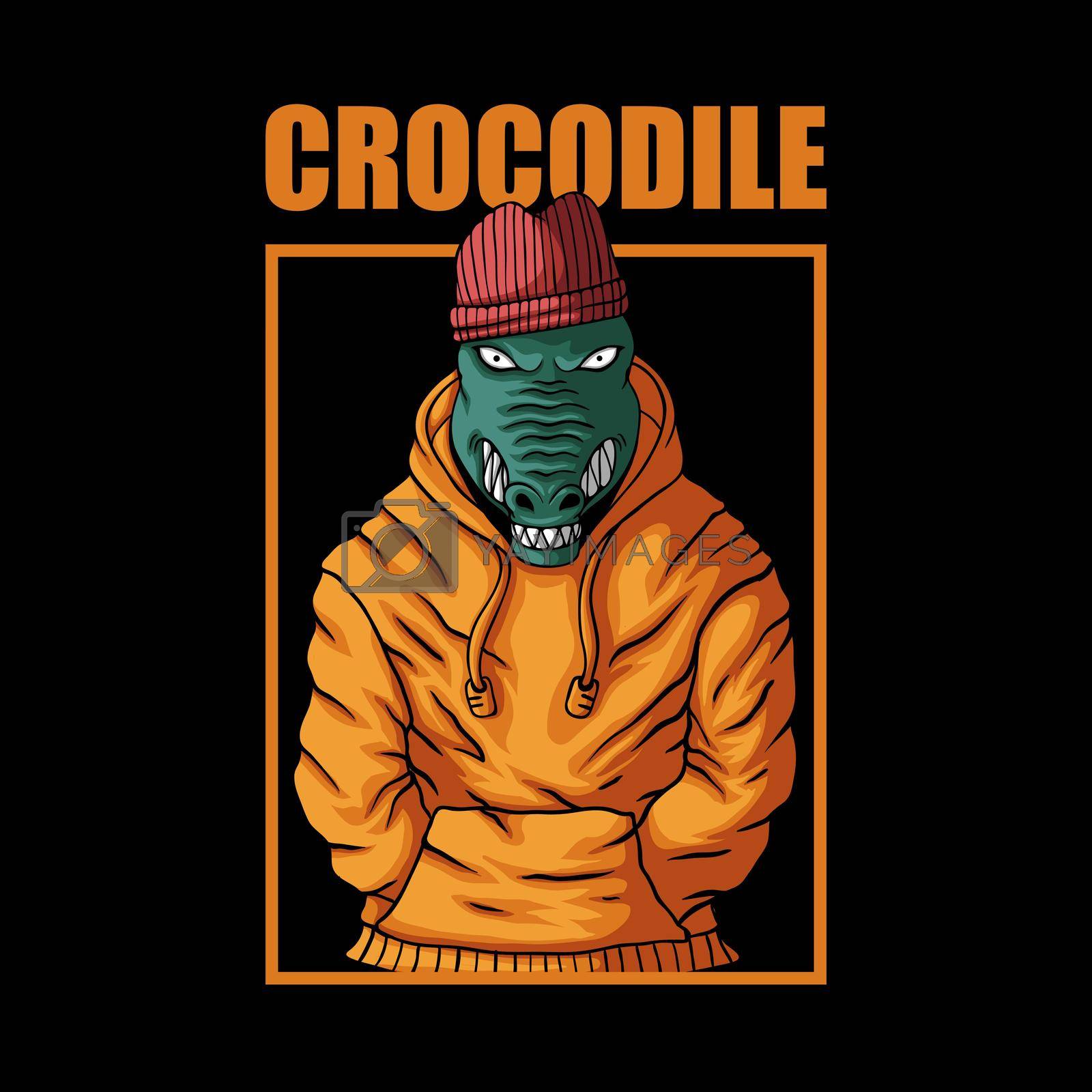 CROCODILE FASHION VECTOR ILLUSTRATION FOR YOUR COMPANY OR BRAND