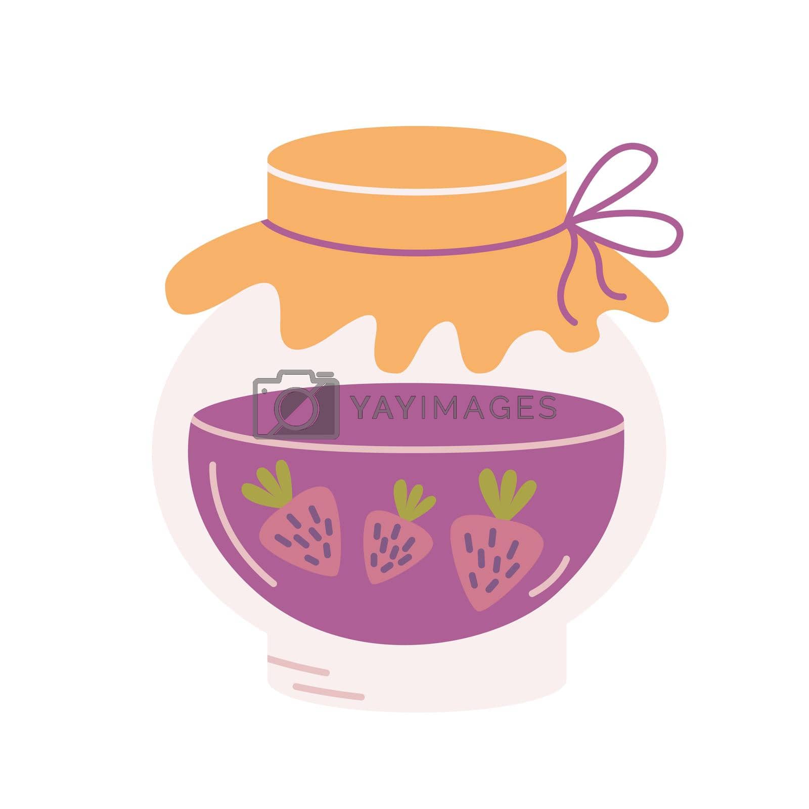Royalty free image of Strawberry jam in round glass jar, vector flat illustration by vetriciya_art