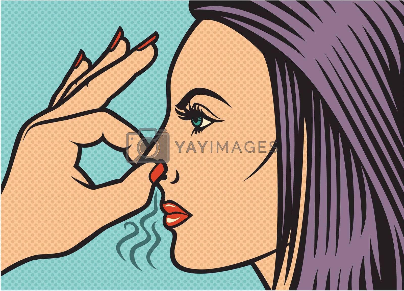 Royalty free image of Woman holding her nose because of a bad smell by TribaliumArt