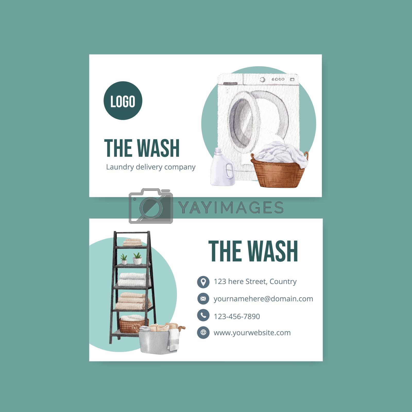 Royalty free image of Name card template with laundry day concept,watercolor style by Photographeeasia