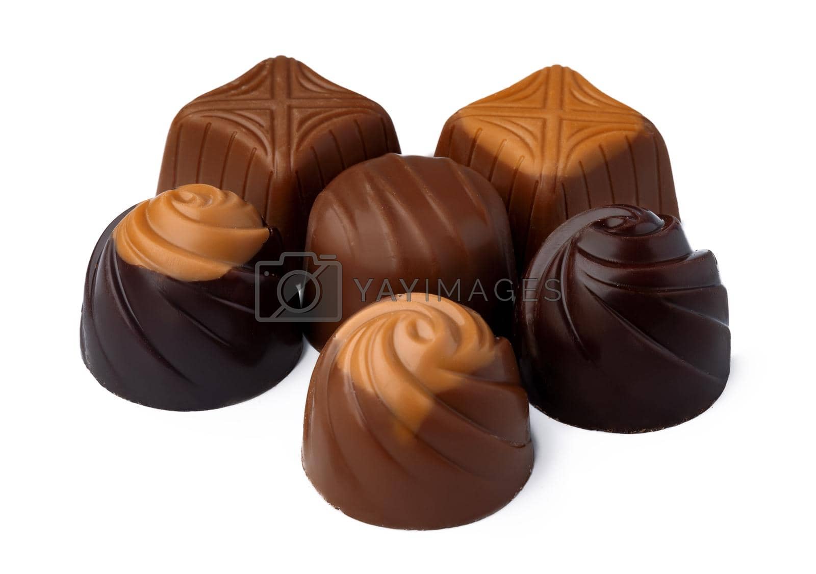 Royalty free image of Chocolate candies sweets isolated on a white background by Fabrikasimf