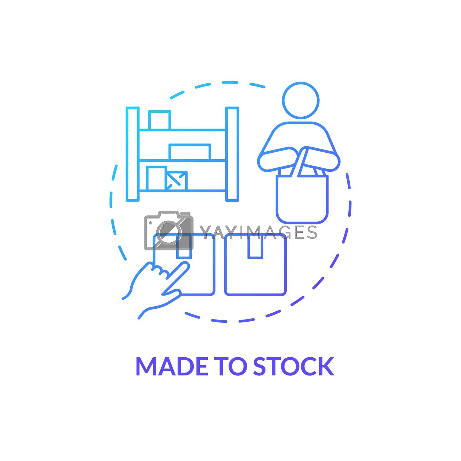 Made to stock blue gradient concept icon. Customers demand. Sales forecasts. Type of products abstract idea thin line illustration. Isolated outline drawing. Myriad Pro-Bold font used
