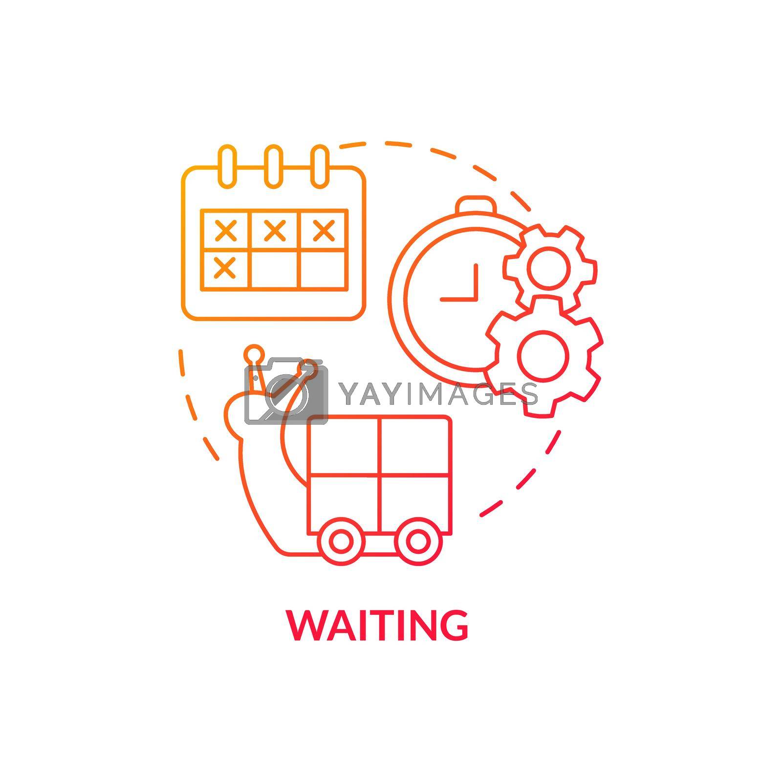 Waiting red gradient concept icon. Idle time. Commodities processing. Production process. Type of muda abstract idea thin line illustration. Isolated outline drawing. Myriad Pro-Bold font used