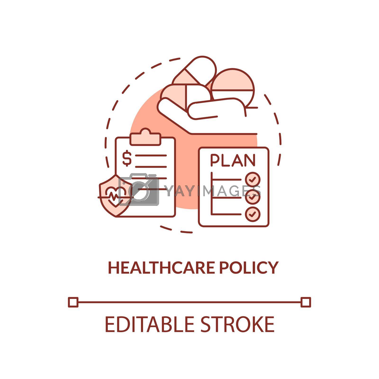 Healthcare policy terracotta concept icon. Medical management area of interest abstract idea thin line illustration. Isolated outline drawing. Editable stroke. Arial, Myriad Pro-Bold fonts used