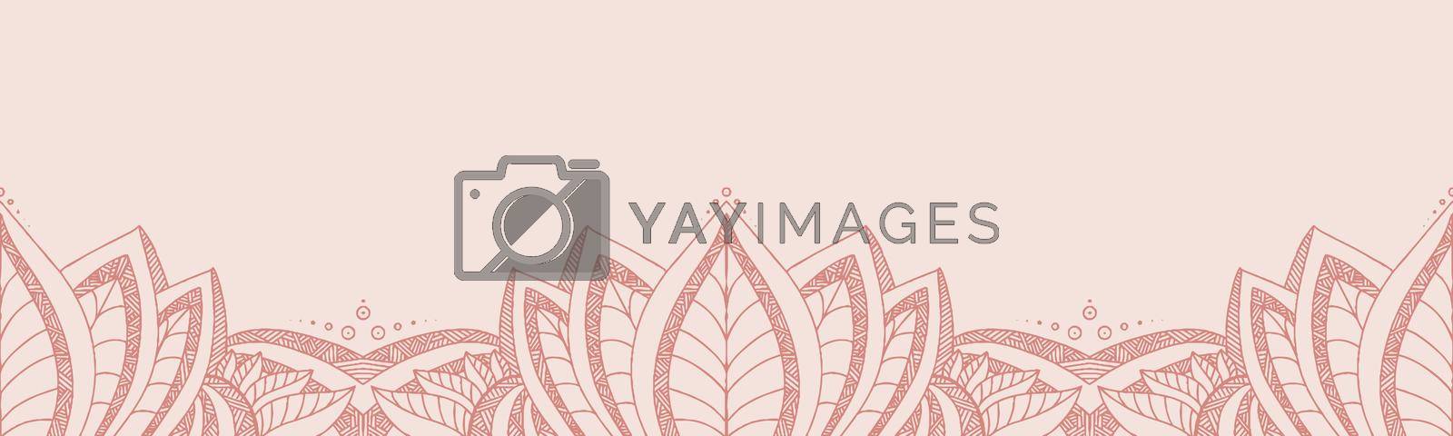 leaves hand drawn botanical floral seamless border pattern in trendy organic natural folk style.