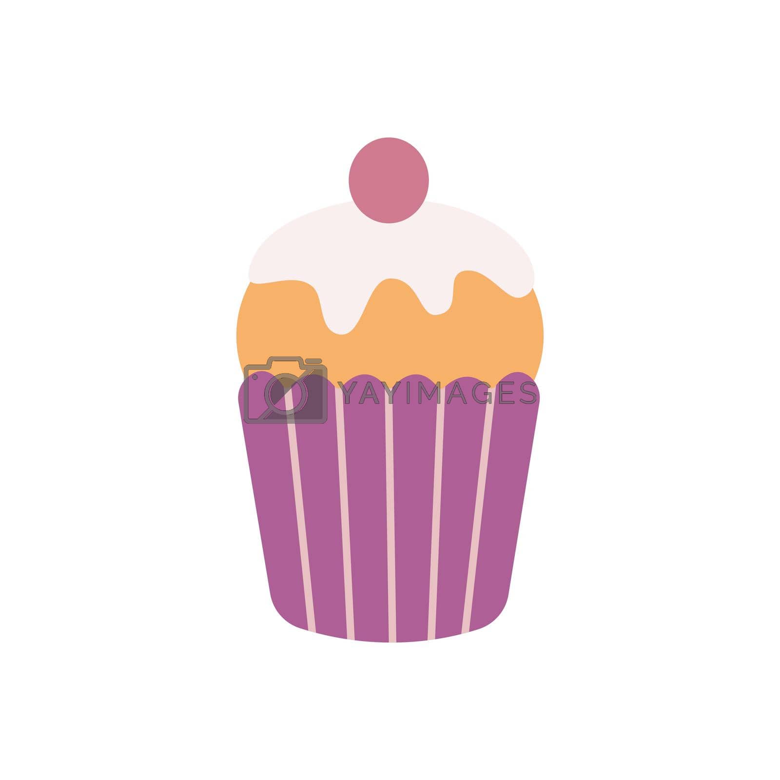 Royalty free image of Cupcake with cherry, sweet muffin, vector flat illustration by vetriciya_art