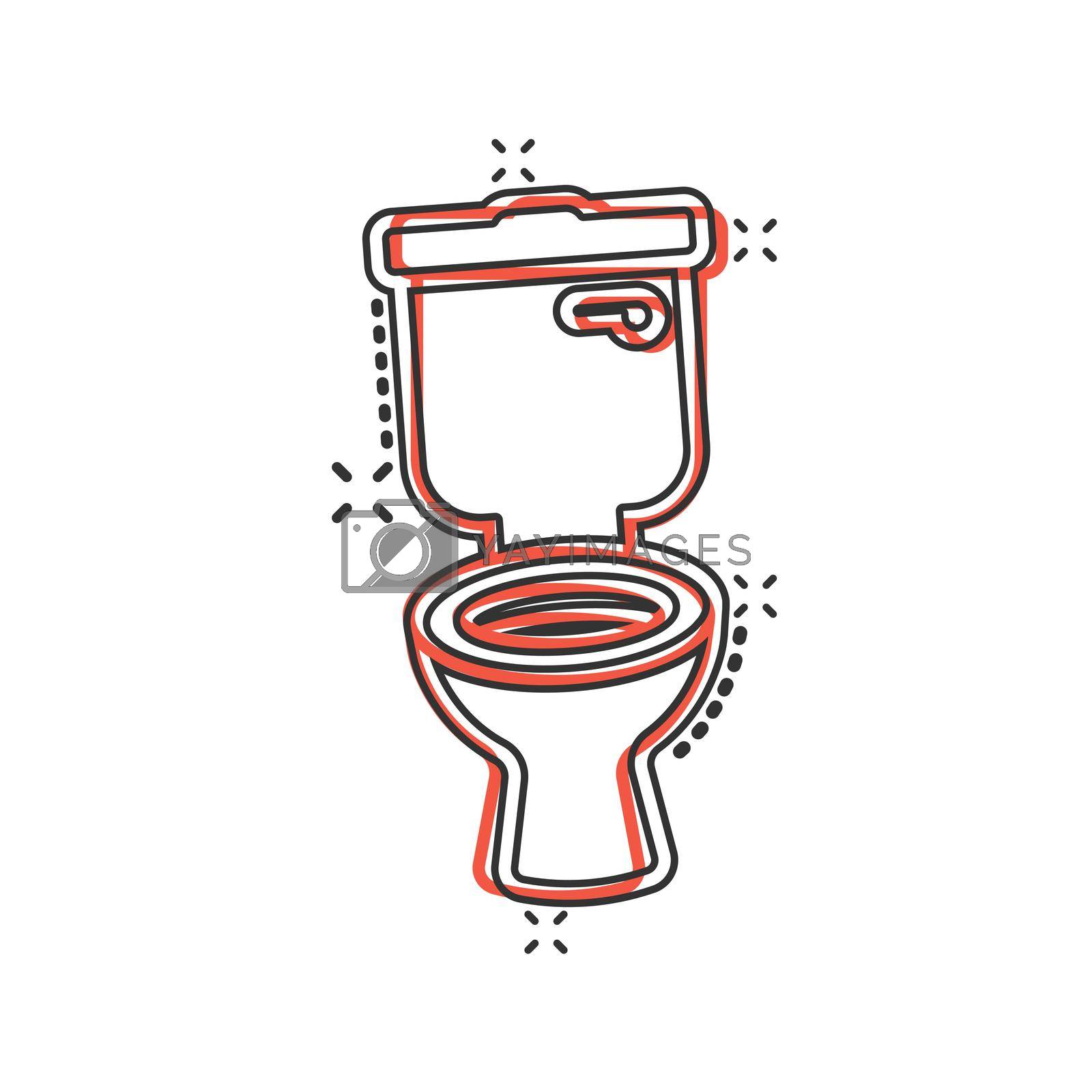 Royalty free image of Toilet bowl icon in comic style. Hygiene cartoon vector illustration on isolated background. WC restroom splash effect sign business concept. by LysenkoA