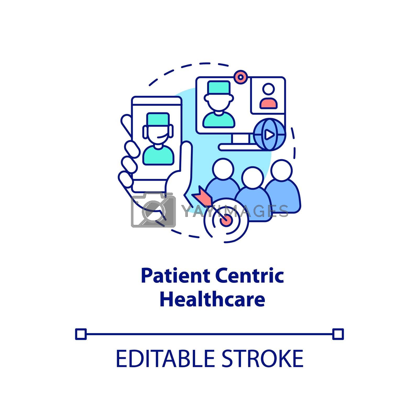 Patient centric healthcare concept icon. Healthcare challenge abstract idea thin line illustration. Medical assistance. Isolated outline drawing. Editable stroke. Arial, Myriad Pro-Bold fonts used