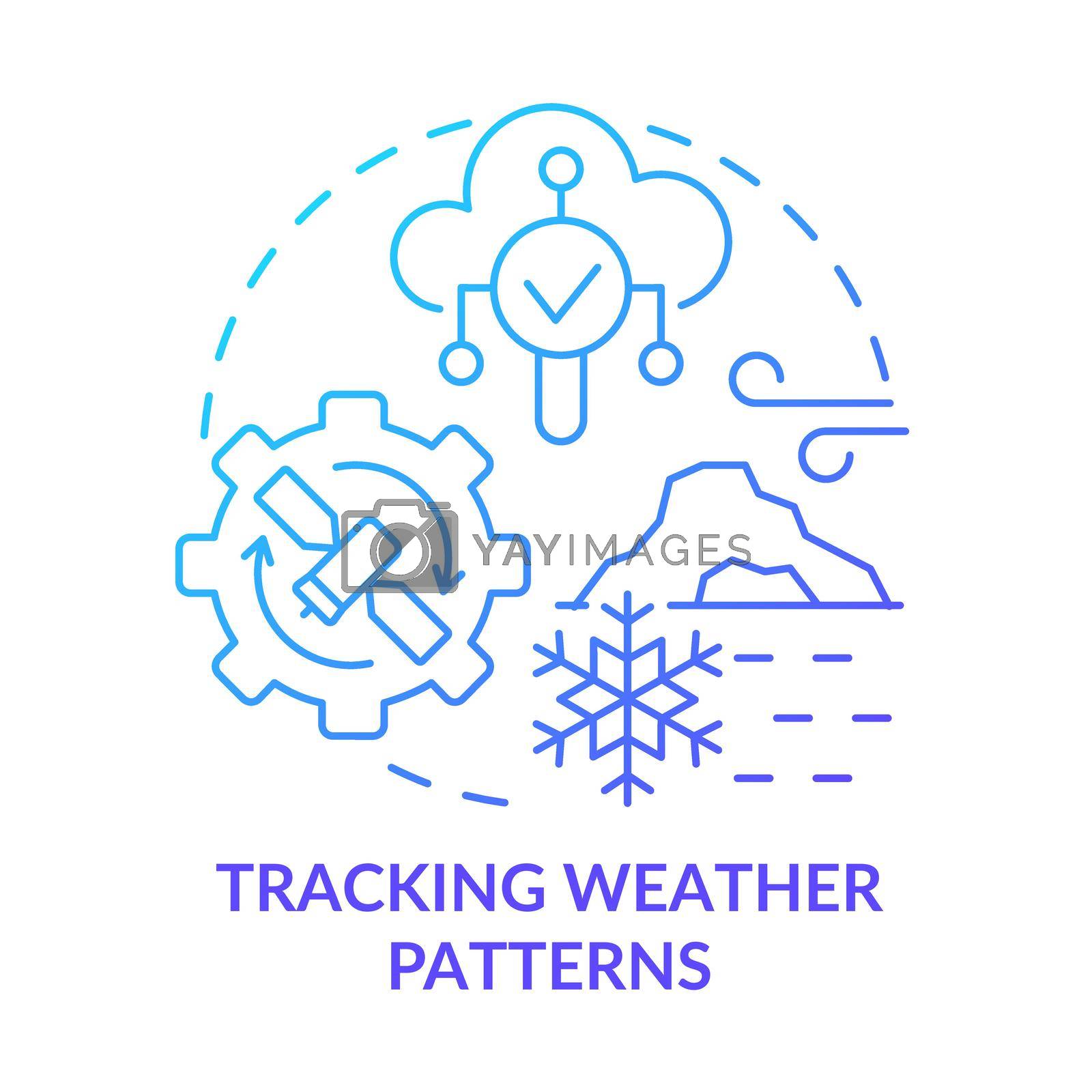 Tracking weather patterns blue gradient concept icon. Forecast data. Space technology and climate change abstract idea thin line illustration. Isolated outline drawing. Myriad Pro-Bold font used