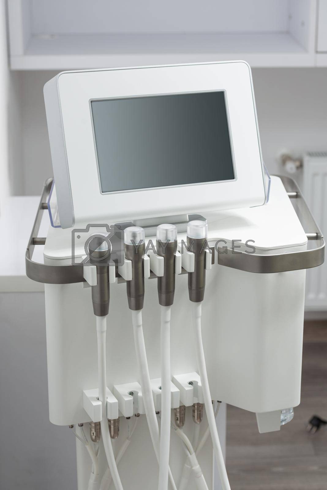 Photo of a tower machine with efficient skincare fluid-infusion technology. beauty treatment. hydro peeling care. Beauty tools.