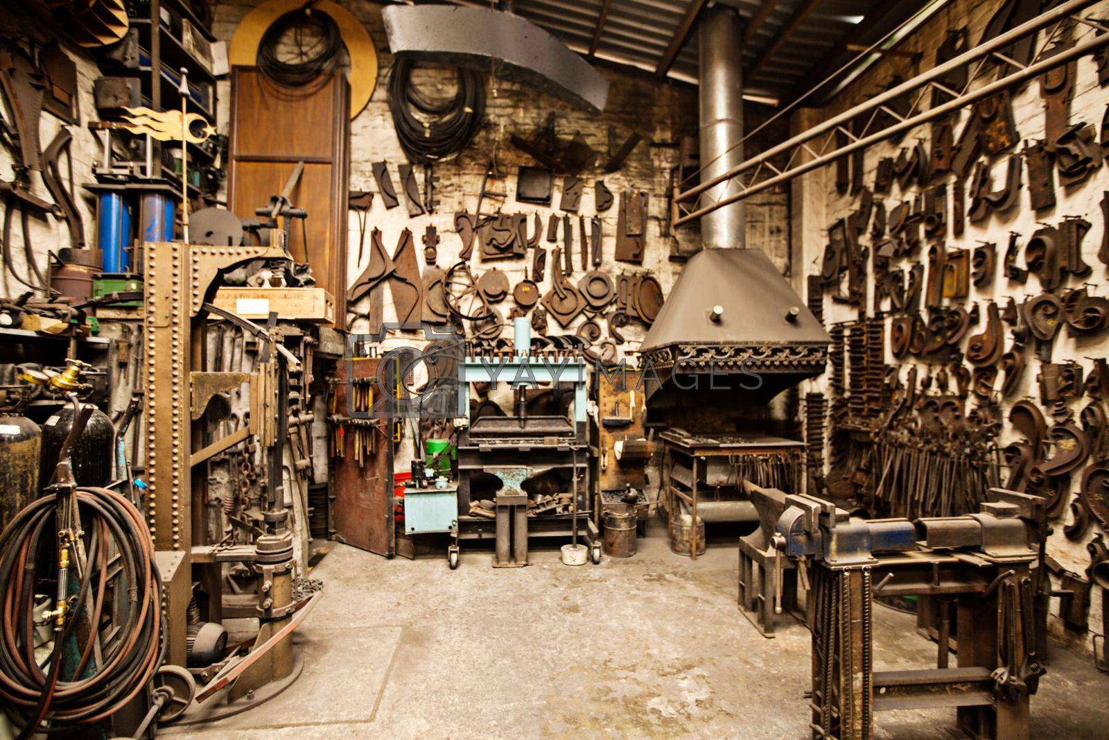 Shot of the interior of a metal shop.