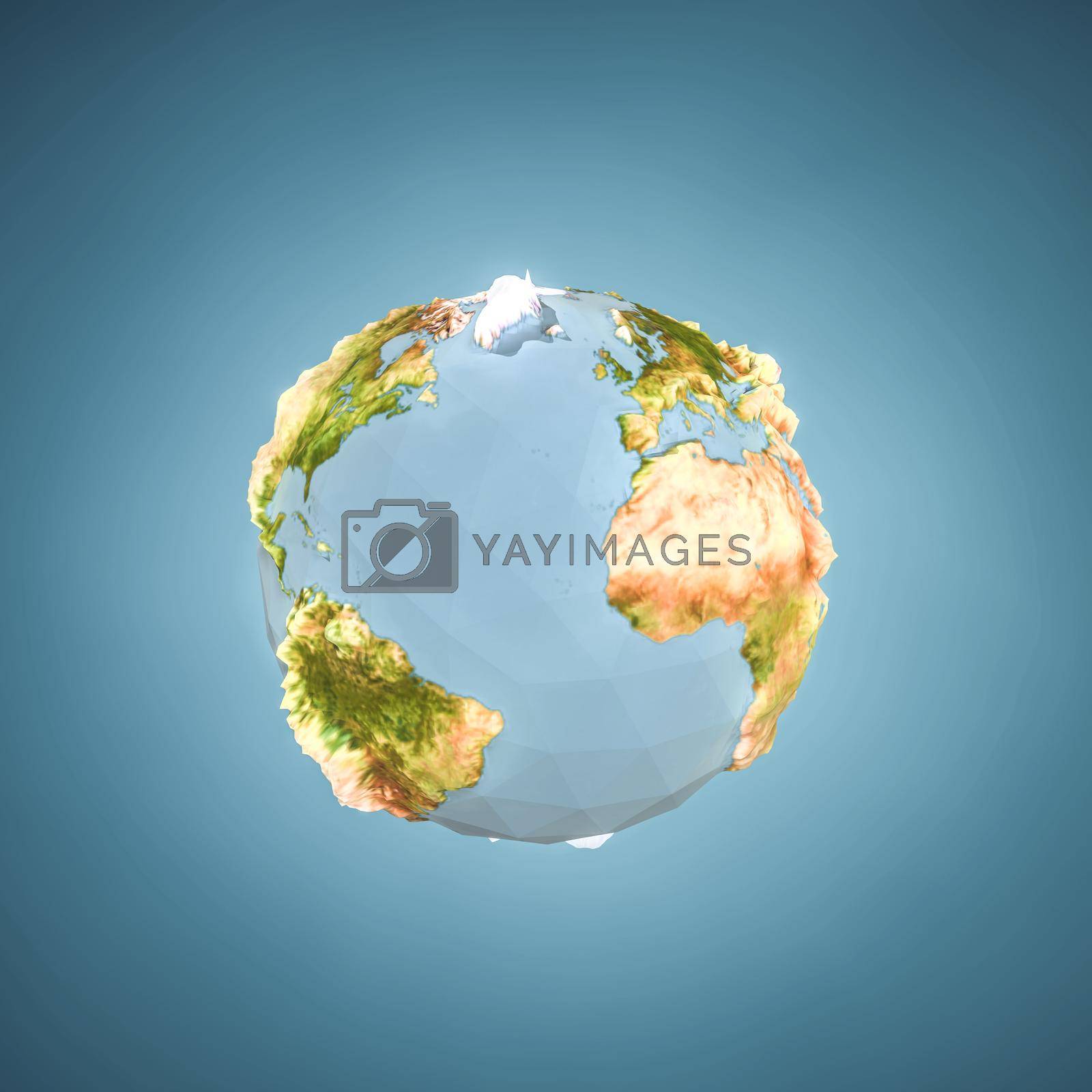 planet earth low poly 3d illustration