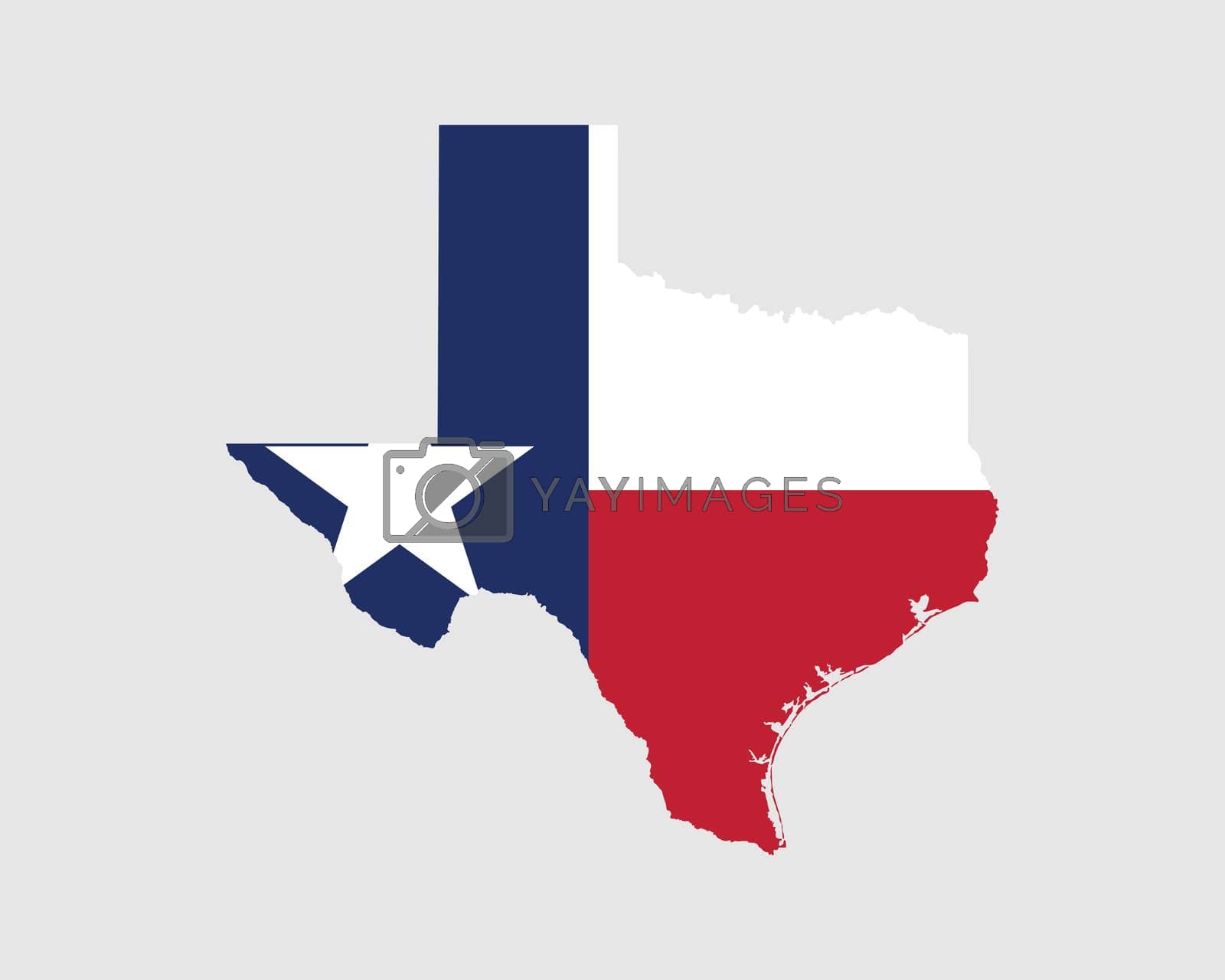 Texas Map Flag. Map of TX, USA with the state flag. United States, America, American, United States of America, US State Banner. Vector illustration.