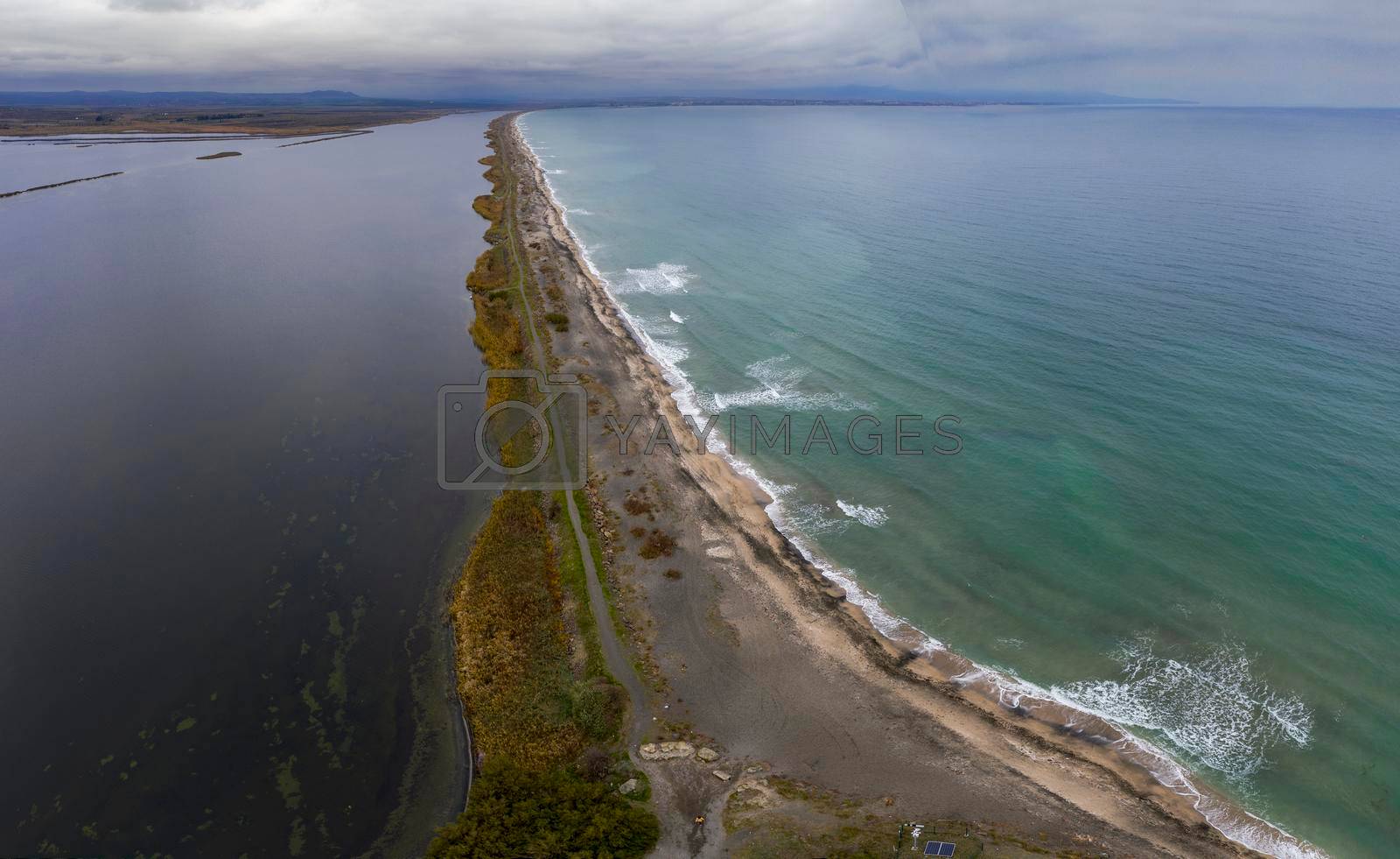 Royalty free image of Aerial view of an incredibly long strip of land near Pomorie, Bulgaria by EdVal