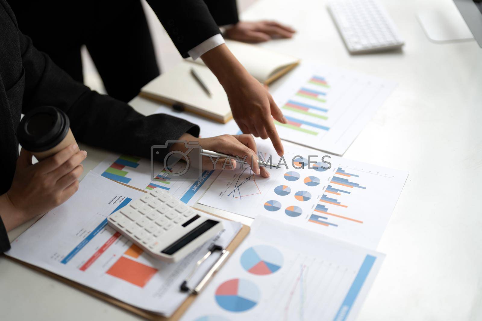 Business People Planning Strategy Analysis from financial document report, Office Concept.