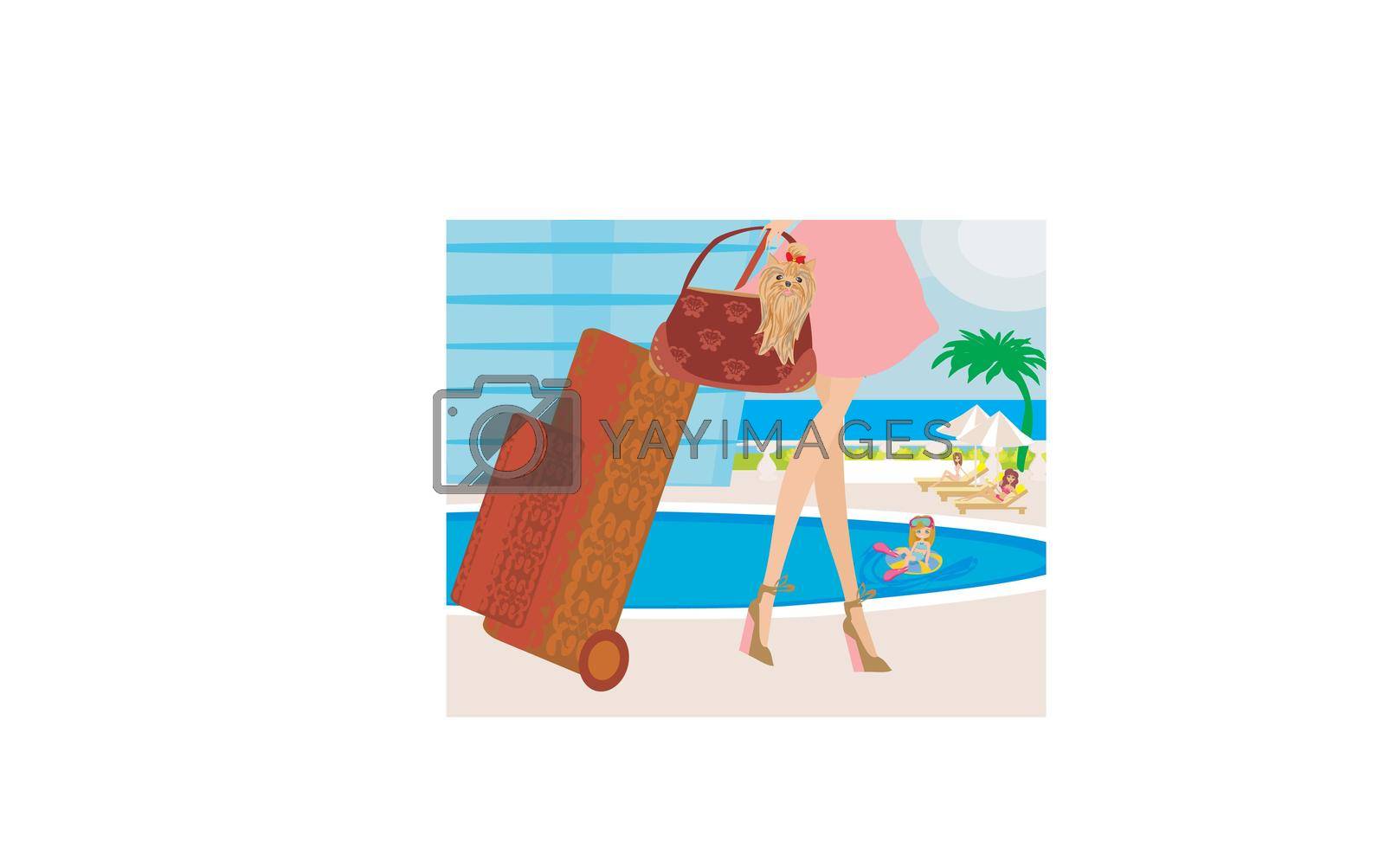 travel girl with baggage
