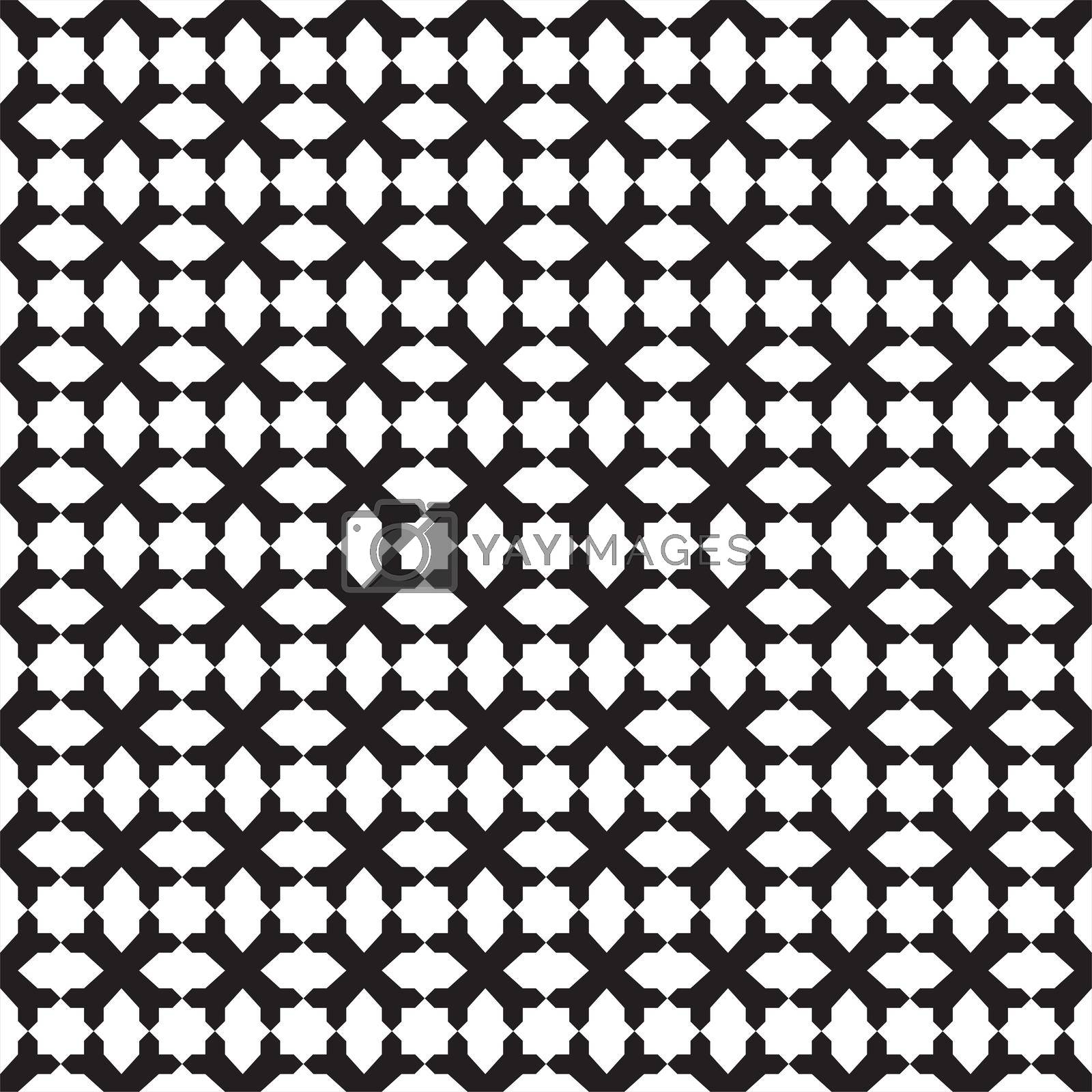 Geometric seamless pattern based on traditional Islamic ornament. Black and white.