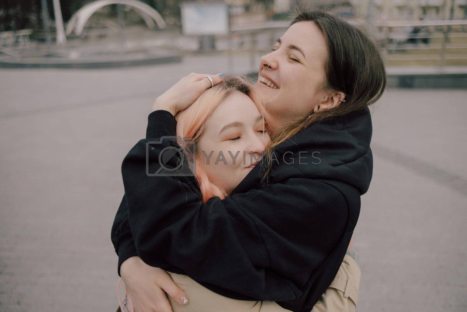 Royalty free image of LGBT Lesbian couple love moments happiness by Symonenko