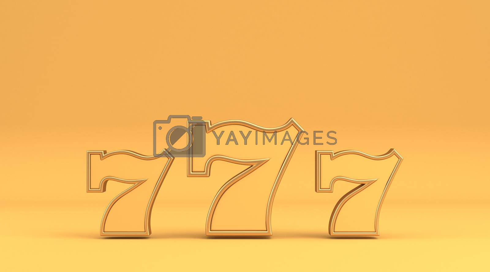 Yellow 777 sign 3D rendering illustration isolated on yellow background