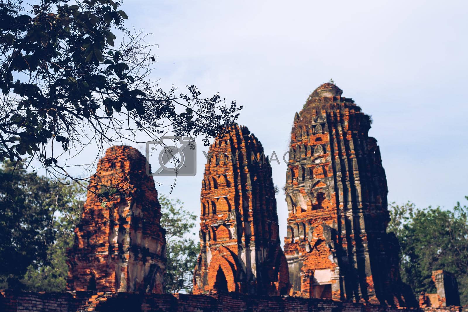 Royalty free image of Ancient temple ruins in Wat Choeng Tha by Sonnet15