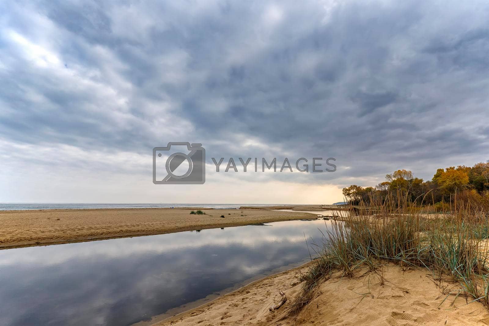Royalty free image of Small lake near sea sand with sky reflection by EdVal