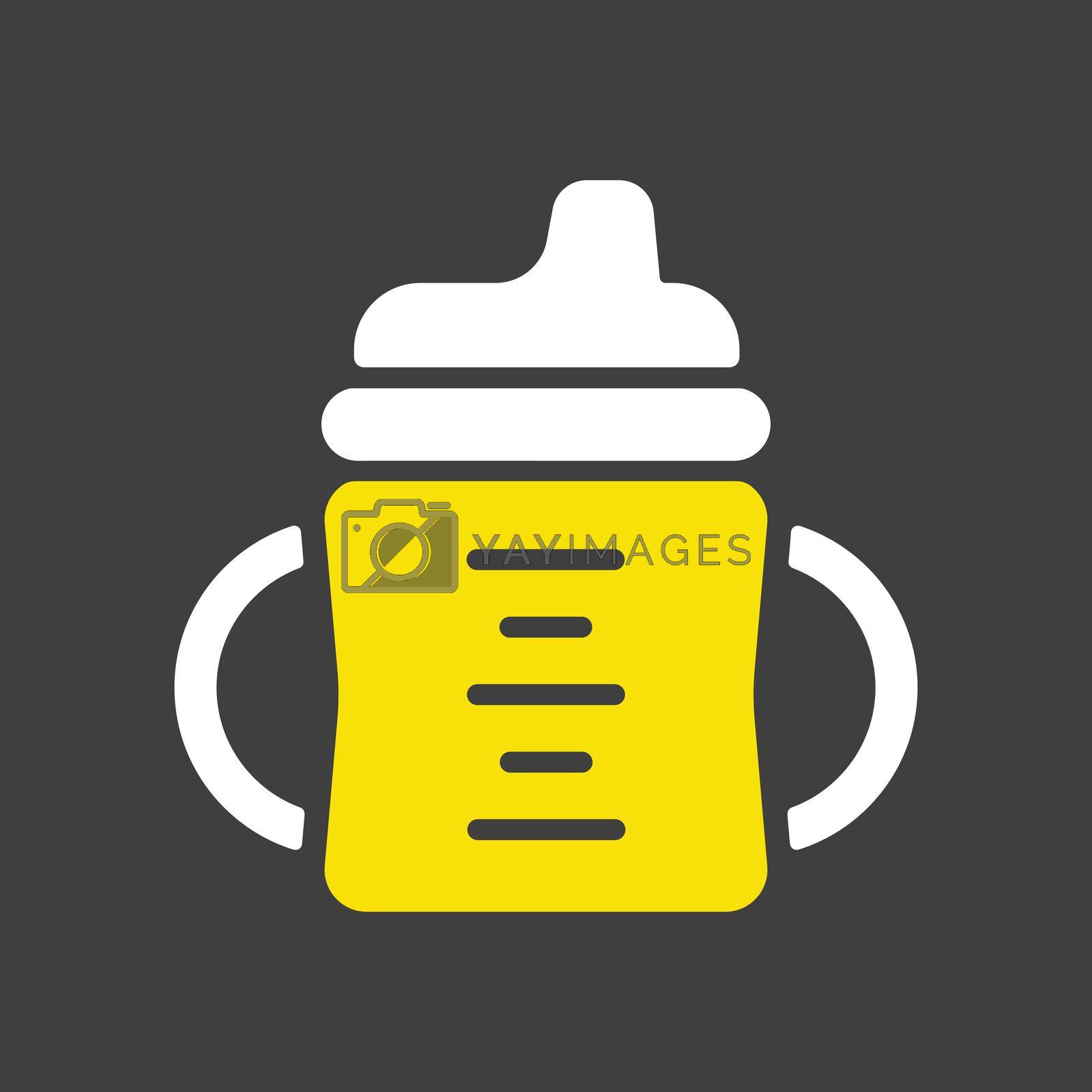 Toddler sippy cup vector glyph icon. Graph symbol for children and newborn babies web site and apps design, logo, app, UI