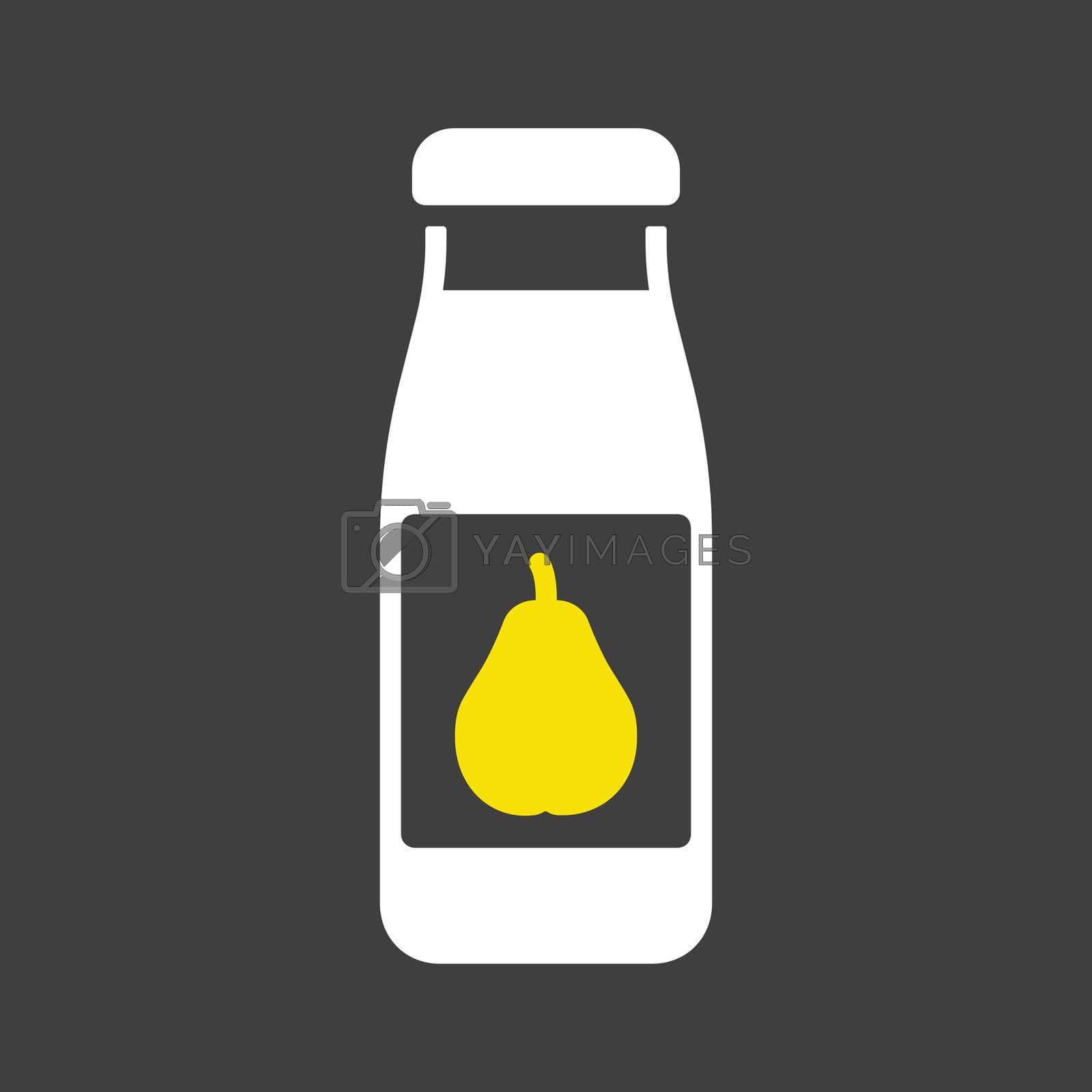 Bottle of pear juice vector isolated glyph icon. Graph symbol for children and newborn babies web site and apps design, logo, app, UI