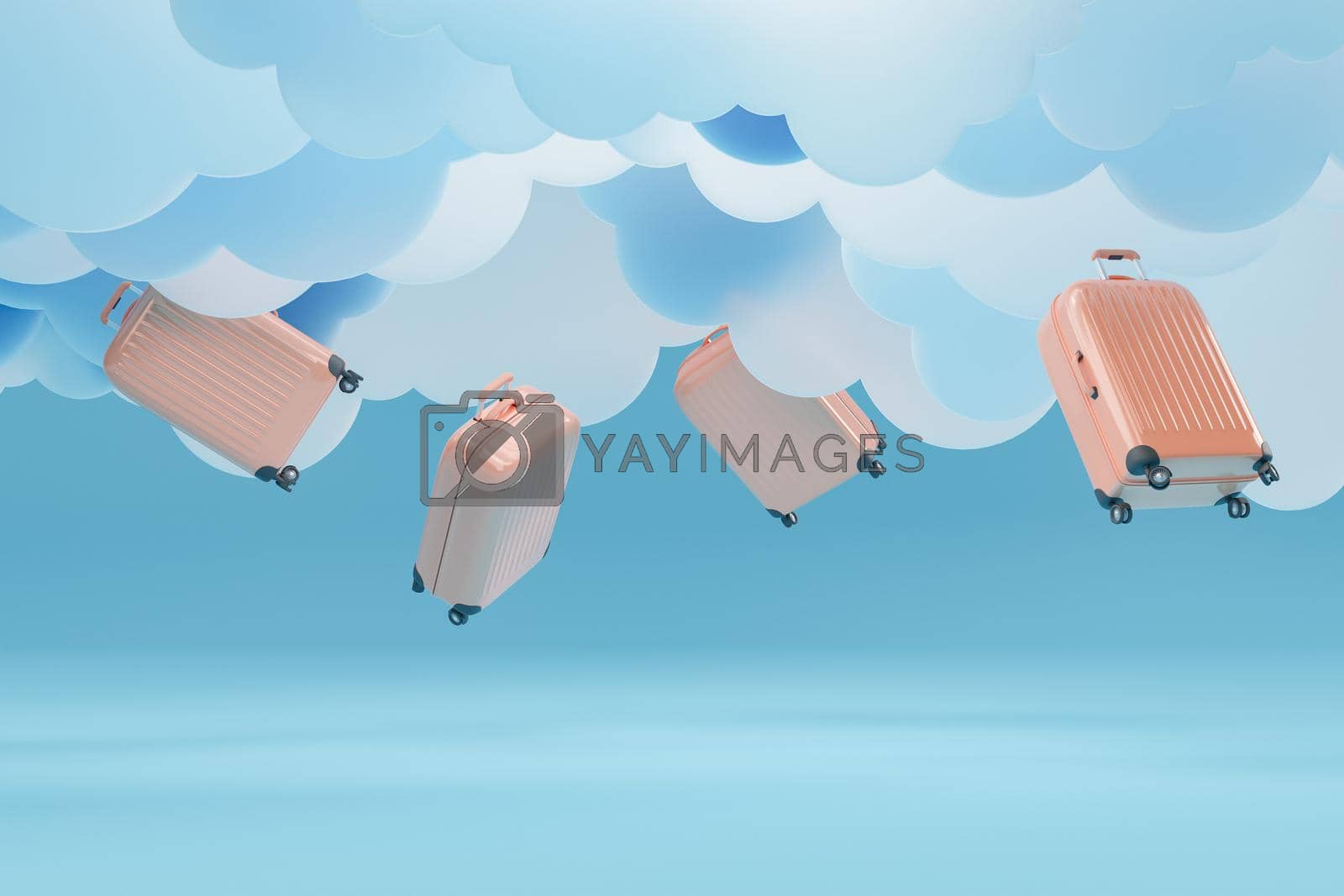 Royalty free image of travel suitcases falling from artificial clouds by asolano