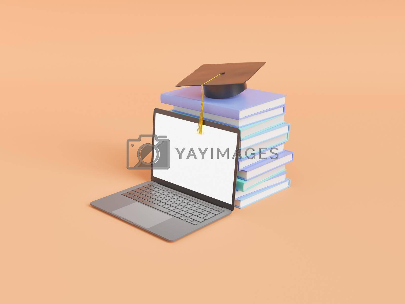 Royalty free image of Books with academic hat near laptop by asolano