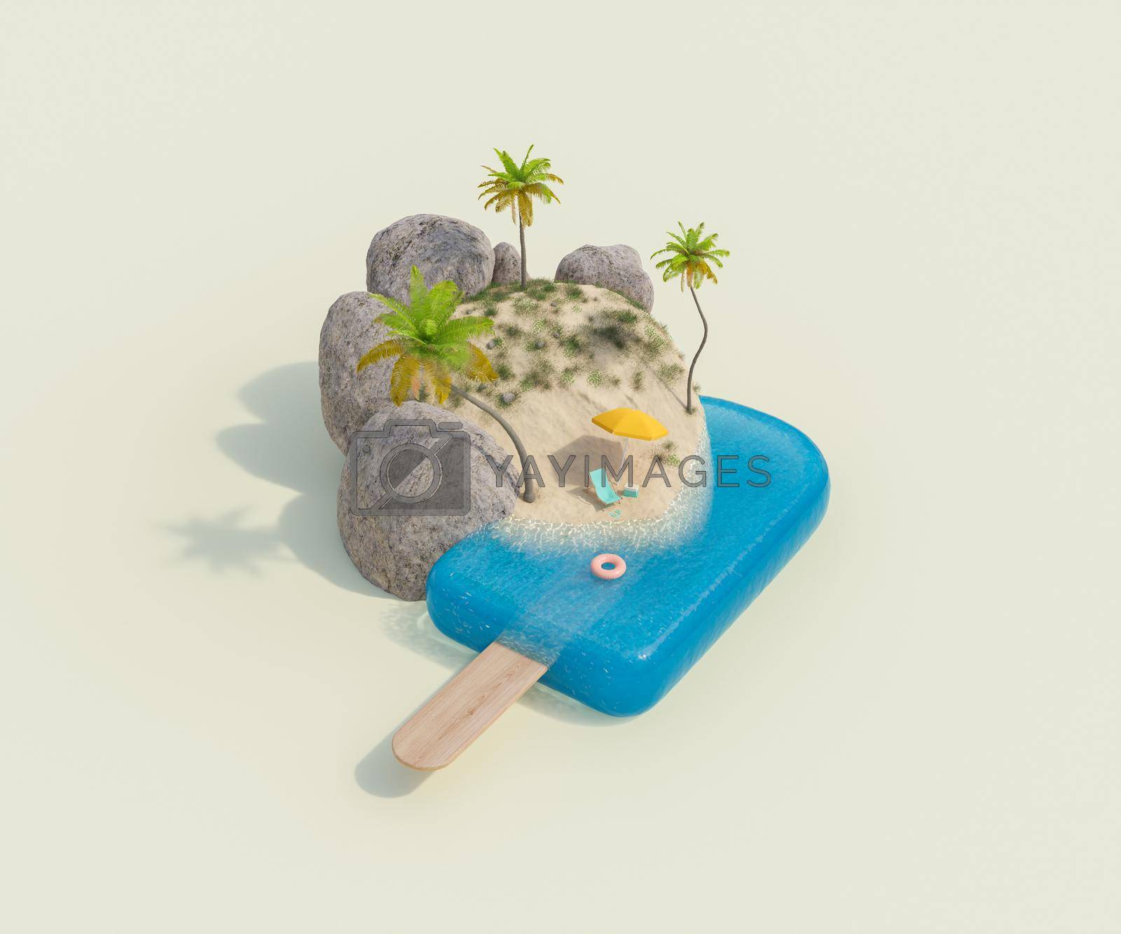 Royalty free image of ice cream with a beach and vacation accessories by asolano