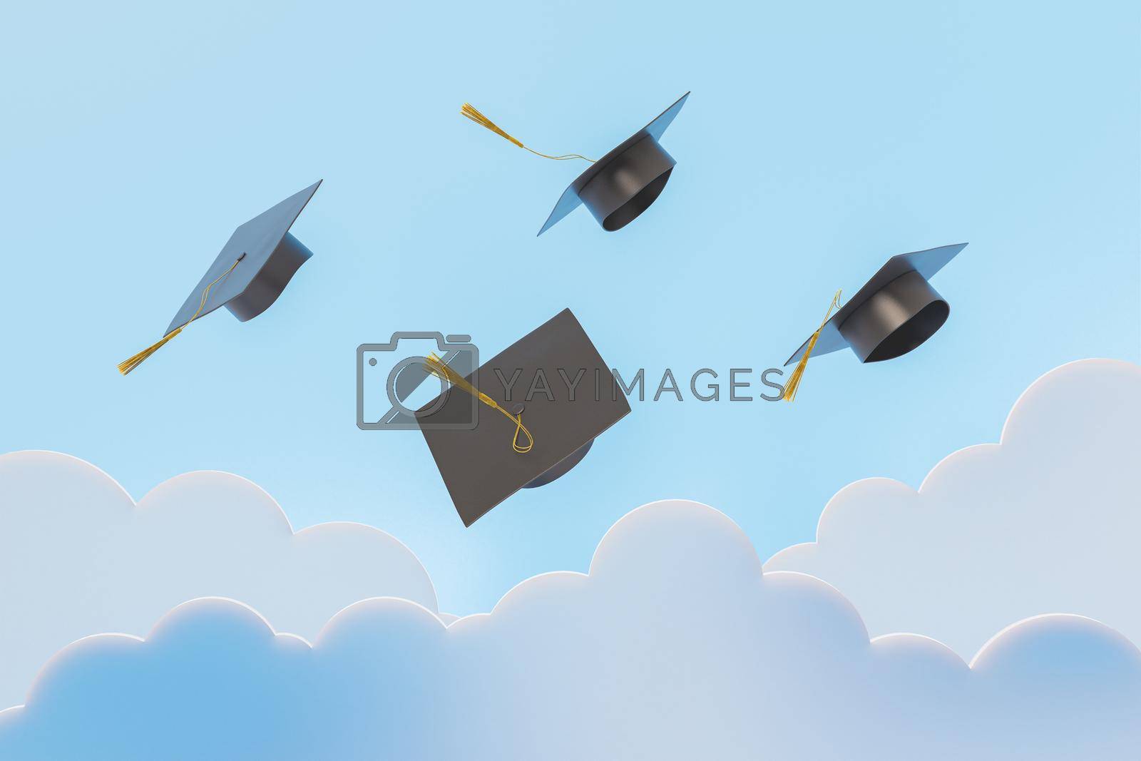 Royalty free image of Painted academic caps in sky by asolano