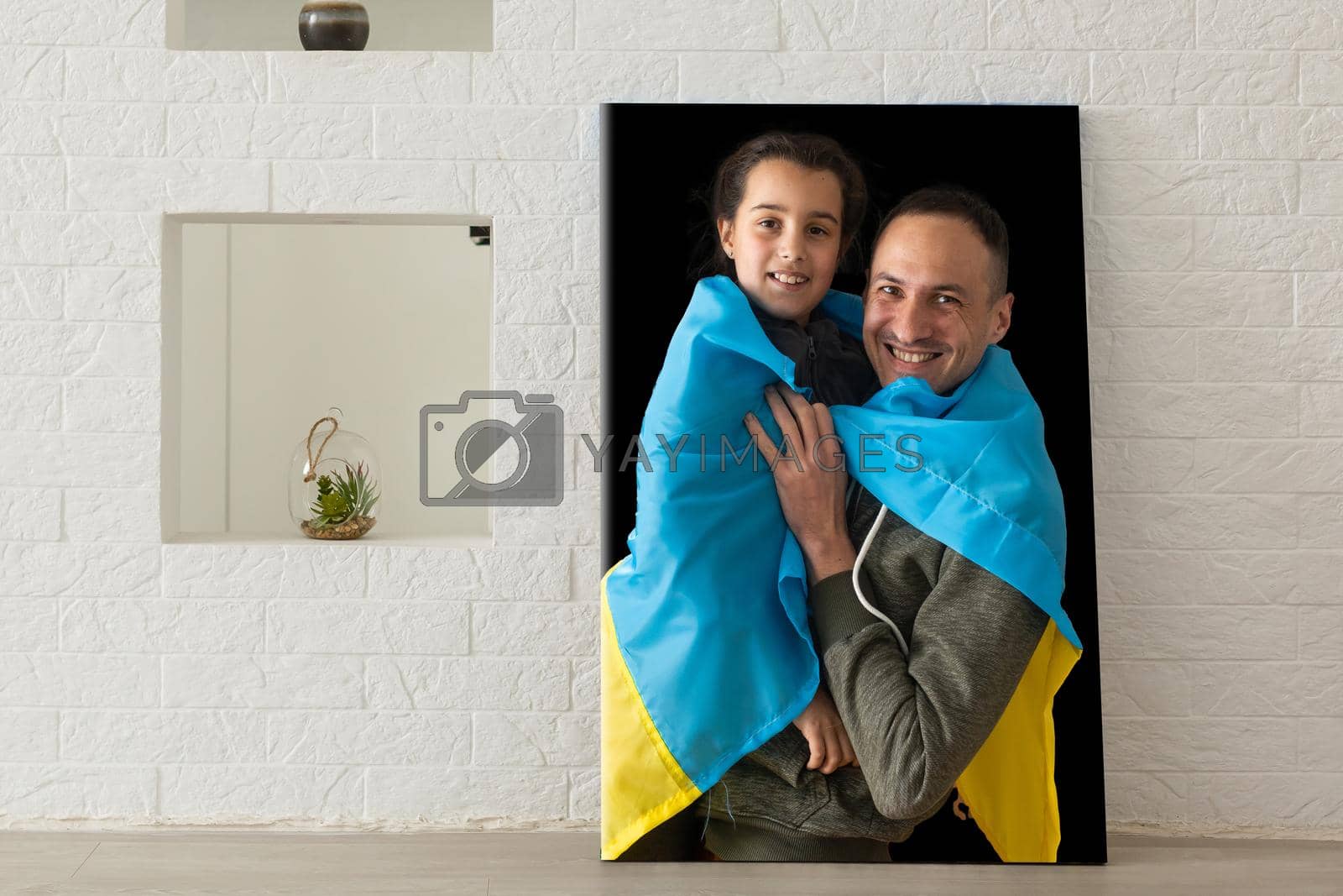 photo canvas people with the flag of Ukraine.
