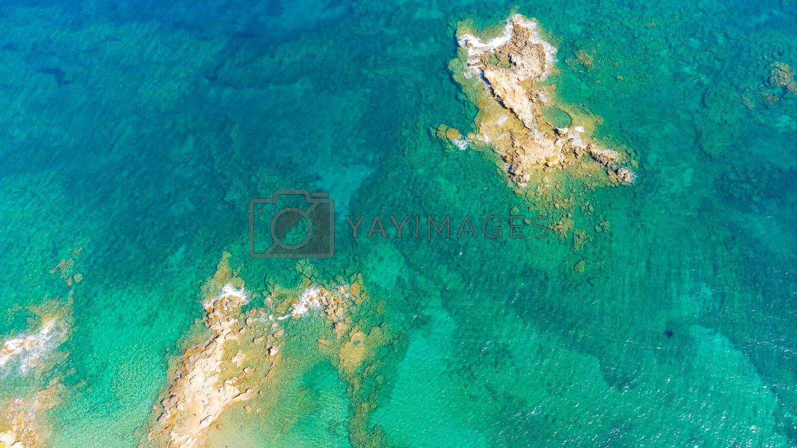 Royalty free image of A small island View from above coast taken by a drone. by Andelov13