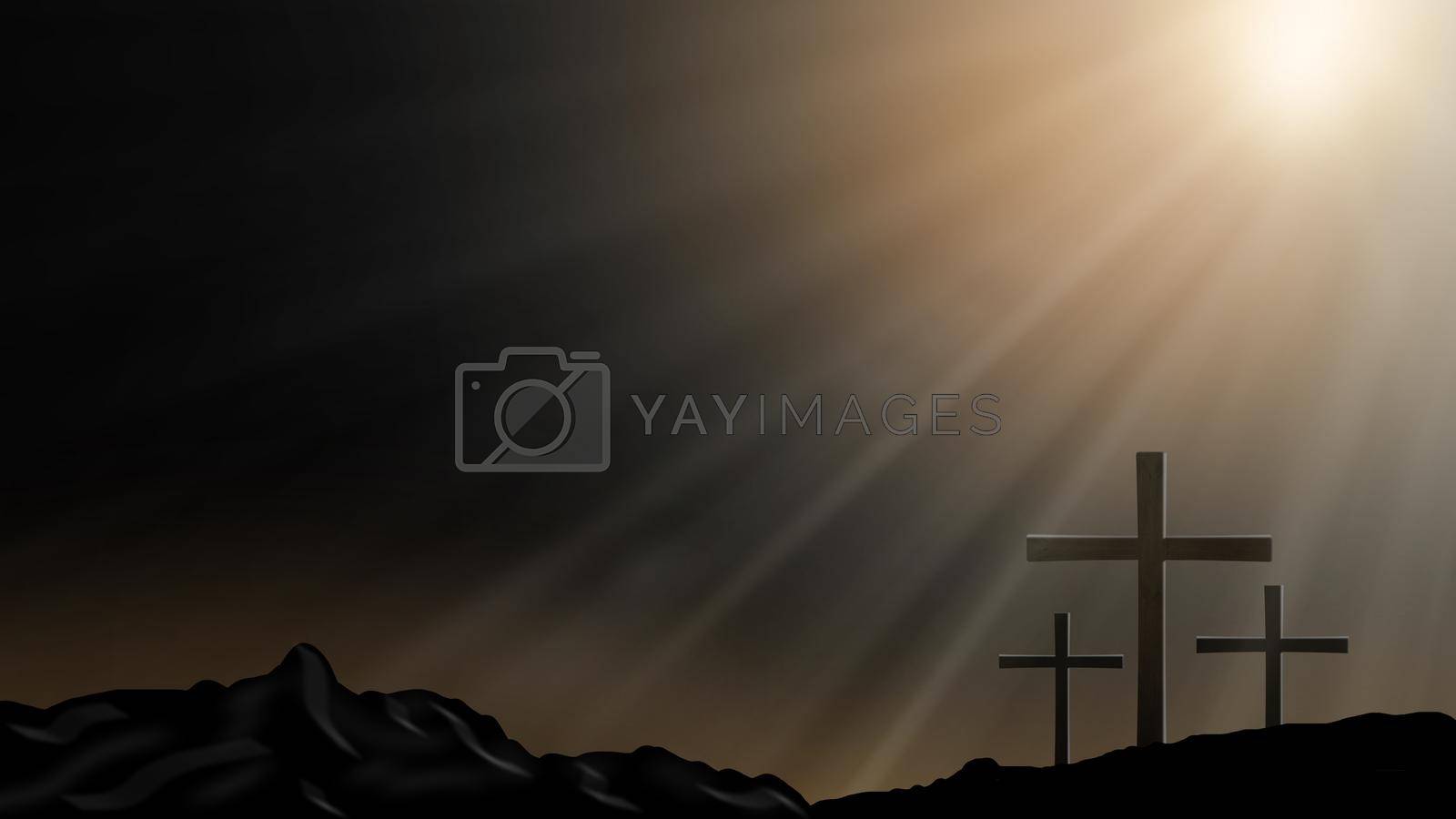 Royalty free image of Crucifixion And Resurrection of Jesus at Sunrise by Andelov13
