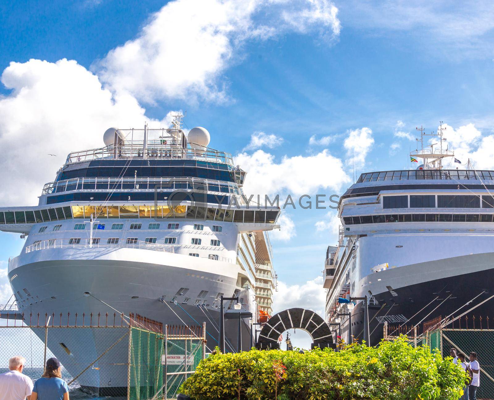 BASSETERRE, ST. KITS AND NEVIS 14 DECEMBER, 2016: Cruise passengers return to cruise ship at St Kitts Port Zante