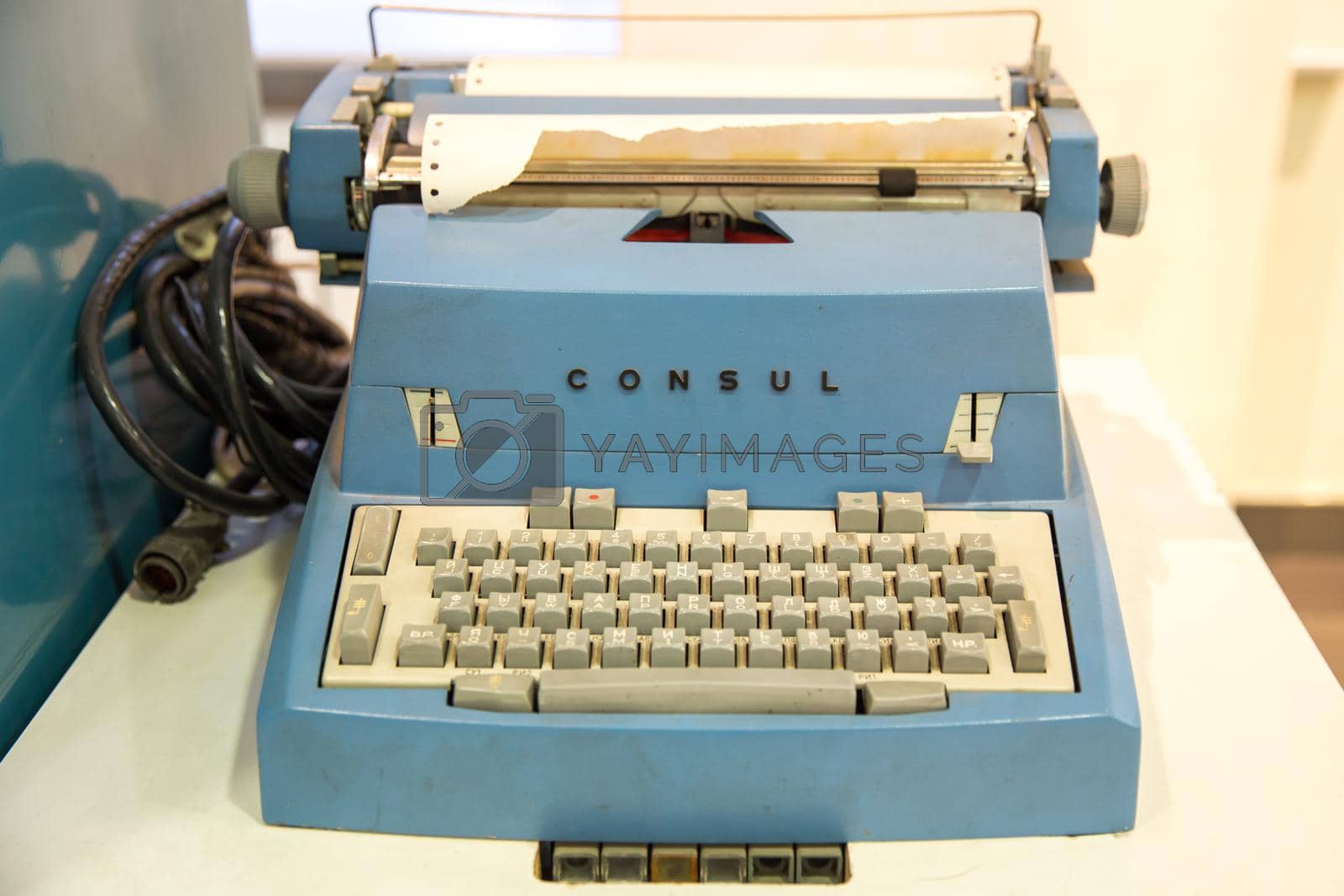 Moscow, Russia - November 20, 2013: Consul Typewriter by Zbrojovka Brno, Czechoslovakia which started manufacturing typewriters in 1932. The name CONSUL was first used in 1953