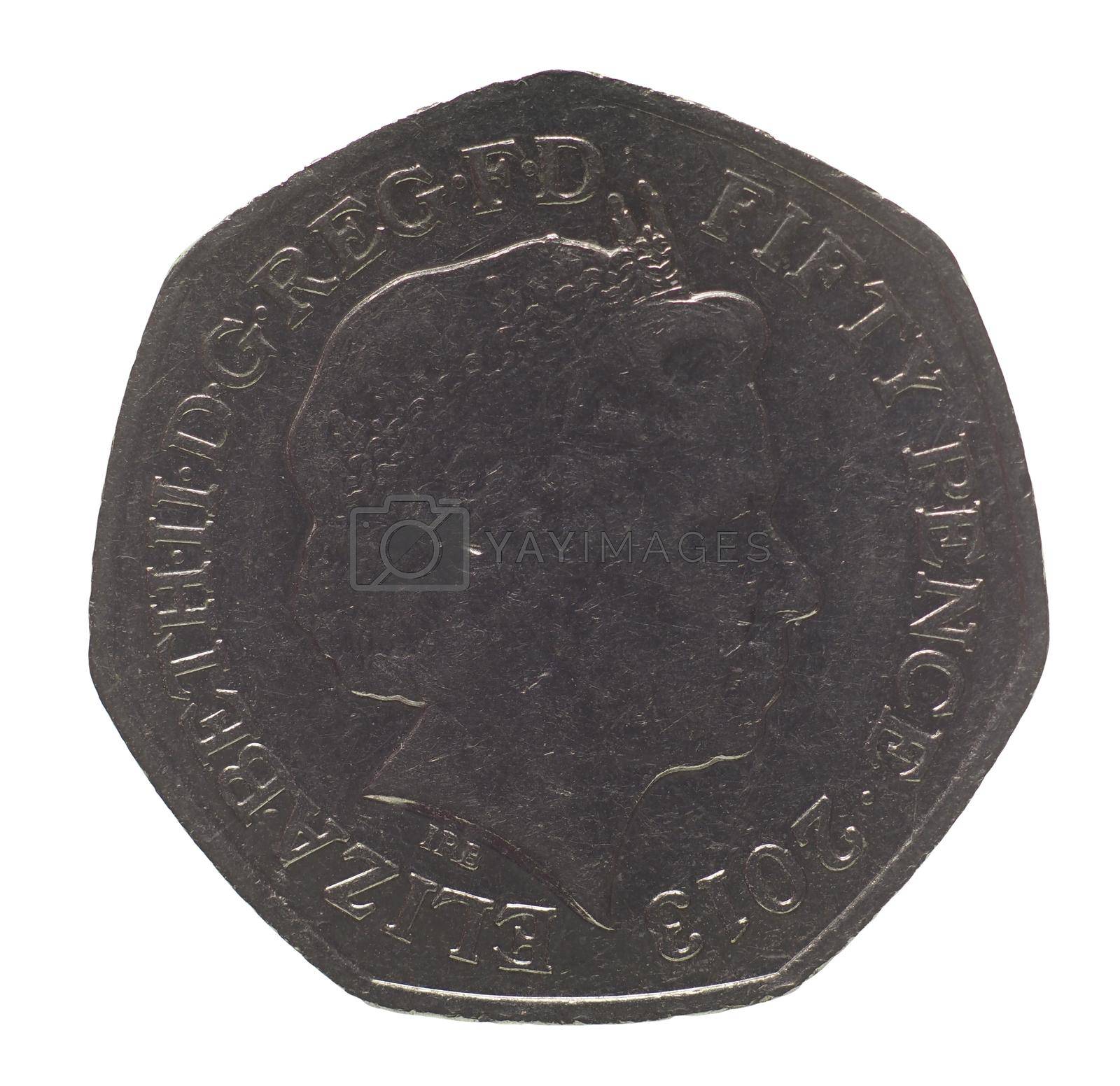 Royalty free image of 20 pence coin, obverse showing the Queen, currency of the UK isolated over white by claudiodivizia